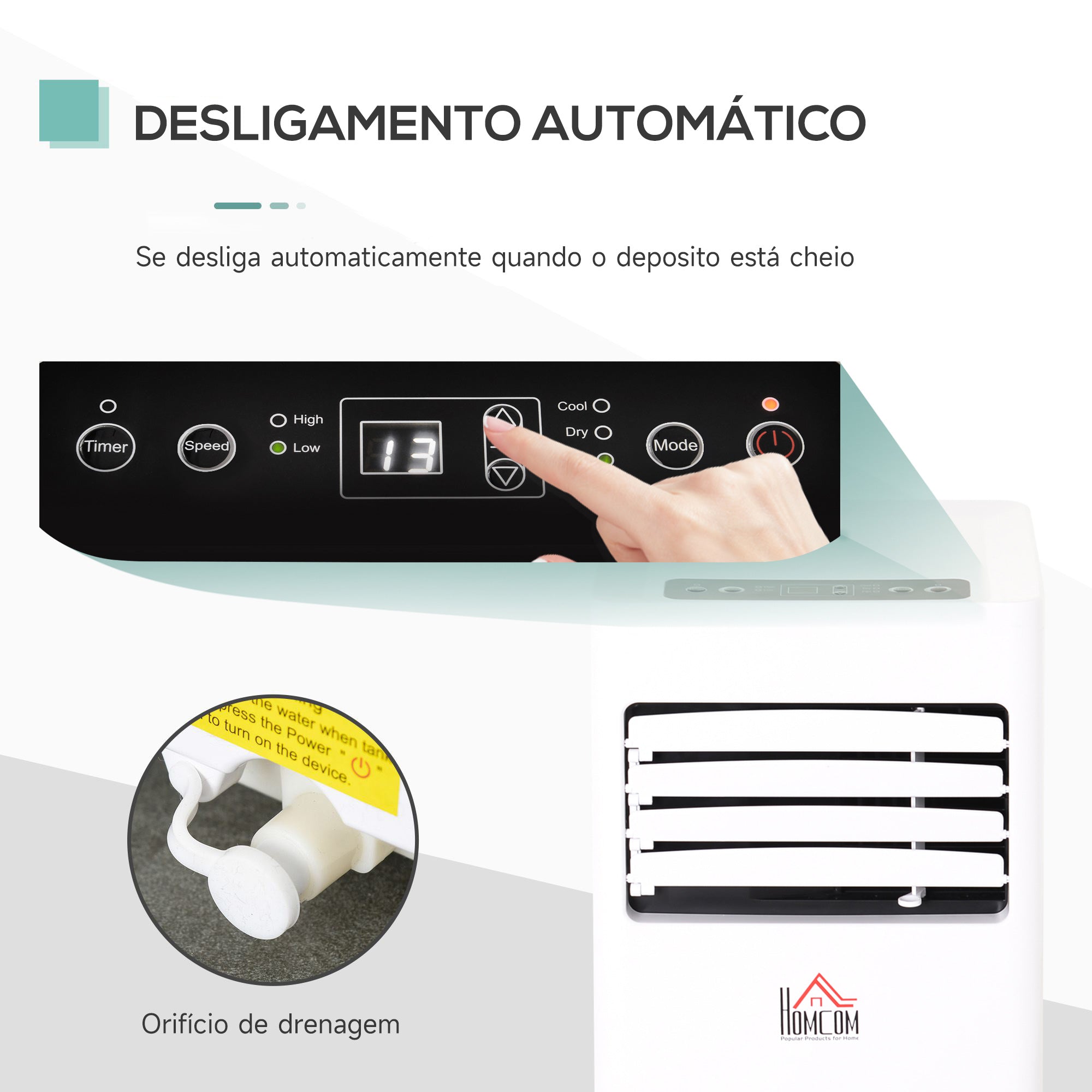 Ar Condicionado Portátil 7000BTU 3 em 1 - Branco 30,5x32,8x67,8cm