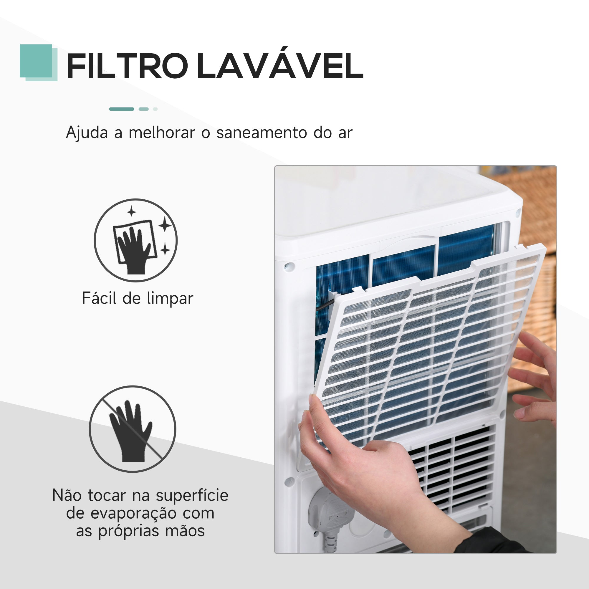 Ar Condicionado Portátil 7000BTU 3 em 1 - Branco 30,5x32,8x67,8cm