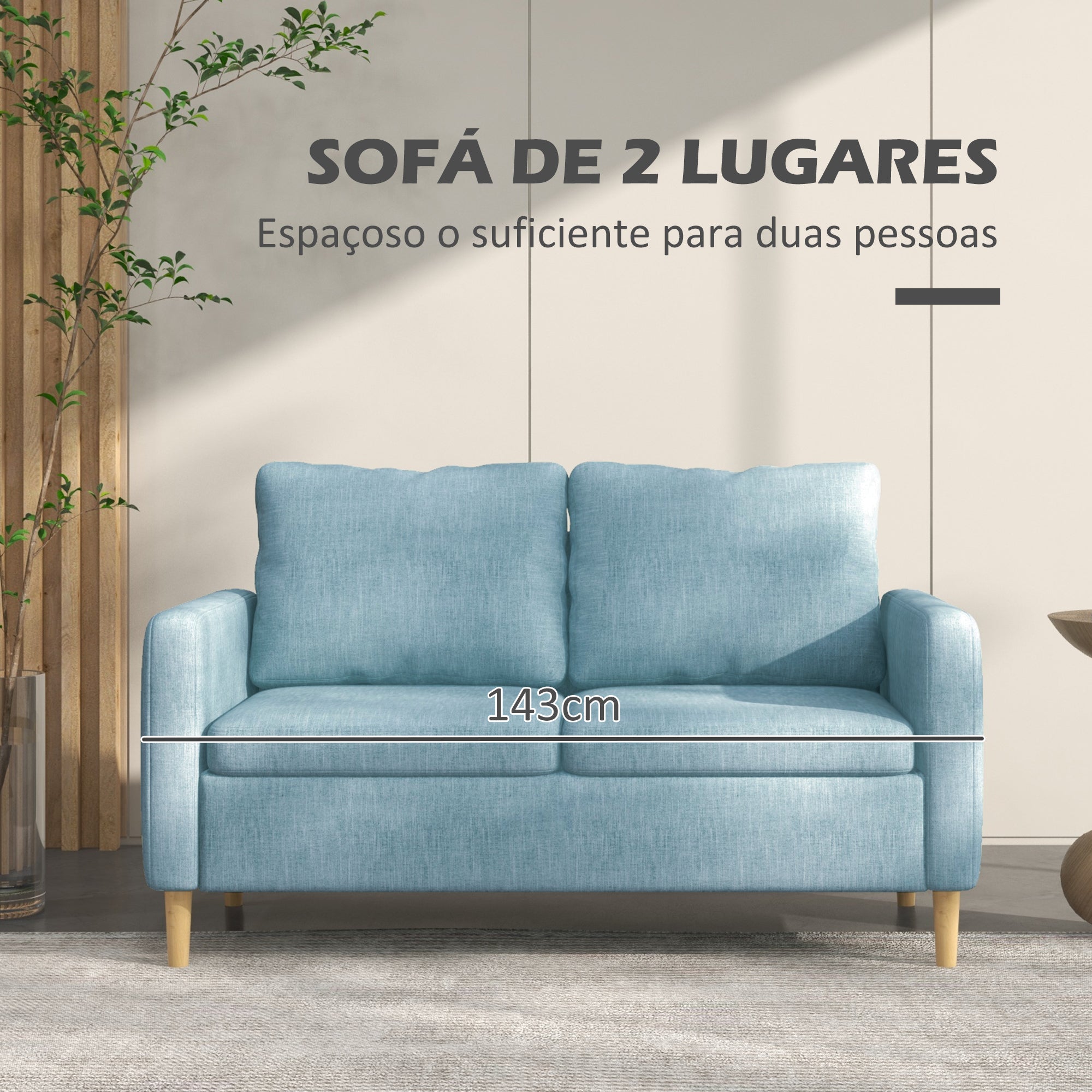 Sofá de 2 Lugares Azul 143x76x83 cm - Conforto e Estilo para sua Sala