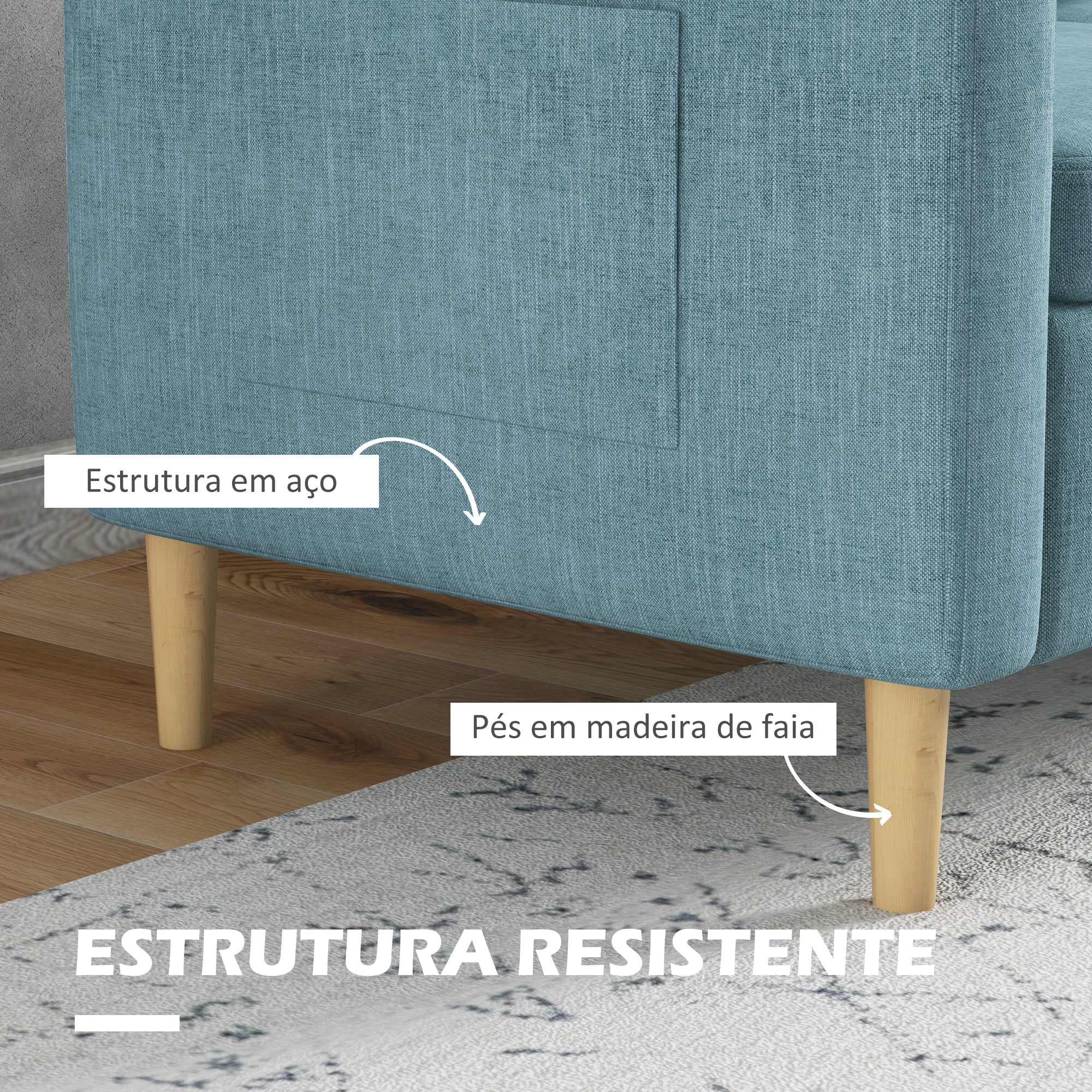Sofá de 2 Lugares Azul 143x76x83 cm - Conforto e Estilo para sua Sala