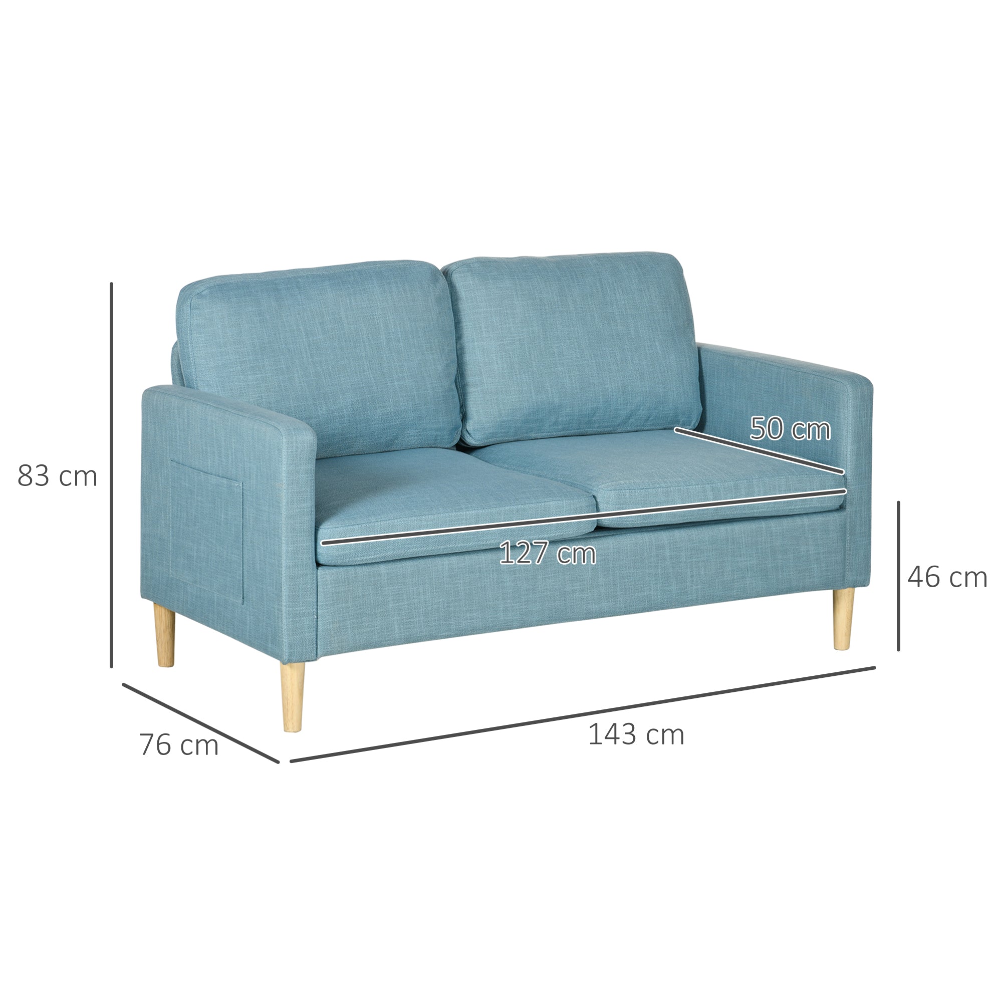 Sofá de 2 Lugares Azul 143x76x83 cm - Conforto e Estilo para sua Sala