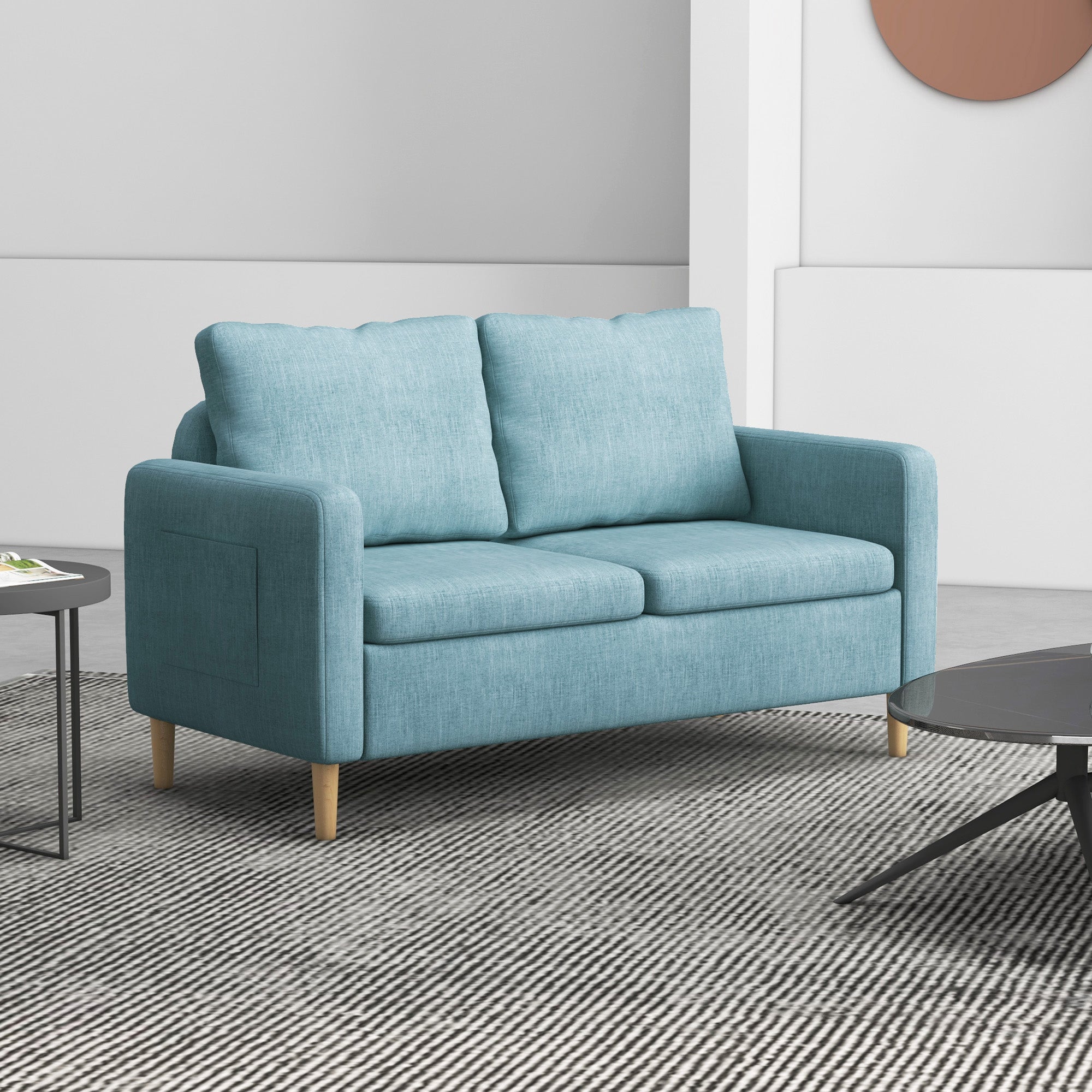 Sofá de 2 Lugares Azul 143x76x83 cm - Conforto e Estilo para sua Sala