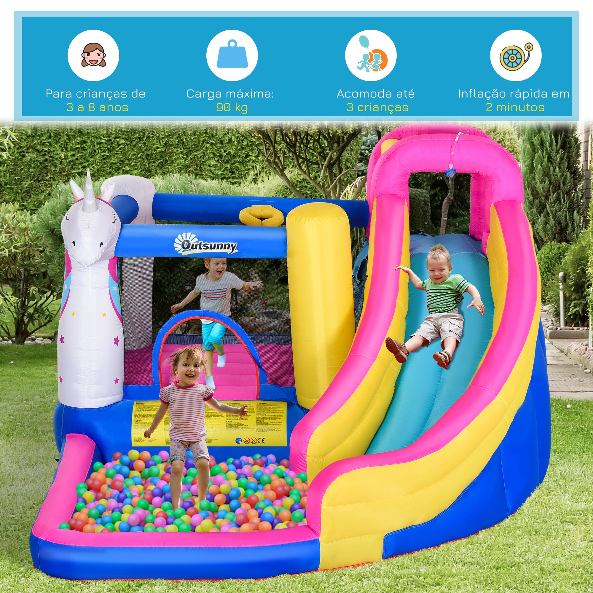 Castelo Inflável Infantil Multi 380x320x210 cm