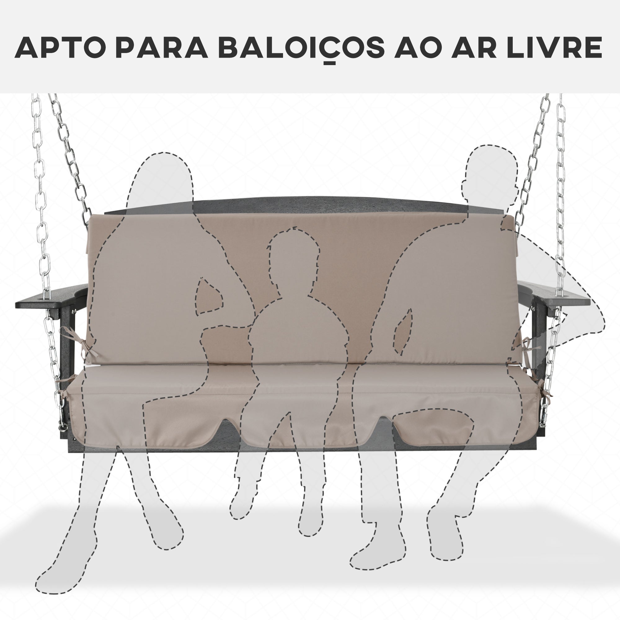 Almofada para Baloiço 130x45x5 cm Marrom - Conjunto de 2 Peças