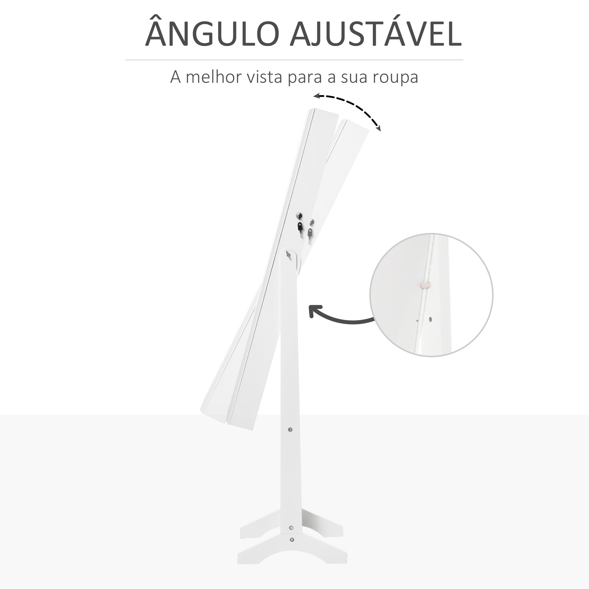Joalheiro com Espelho de Pé – 46x36.5x151.5cm – Branco – MDF