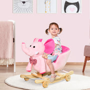 Baloiço Infantil Elefante – 60x35x45 cm – Rosa – Madeira de choupo