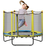 Trampolim Infantil Ø140x113 cm Amarelo para Crianças de 1-10 Anos