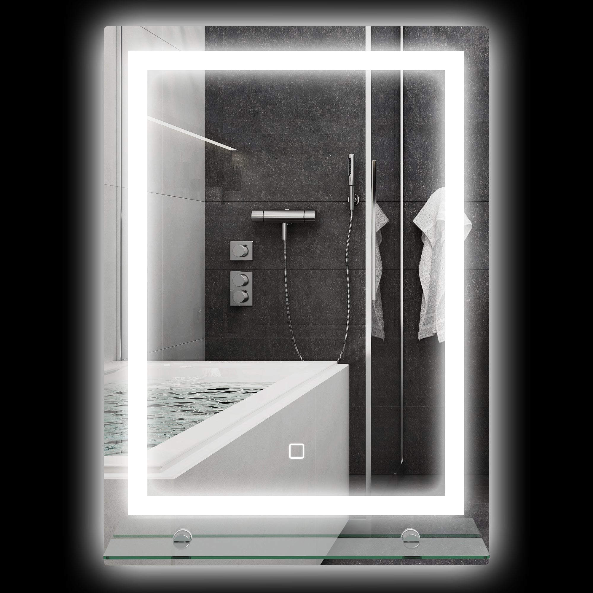 Espelho de Casa de Banho com Luz LED 50x70 cm - Cor Prata