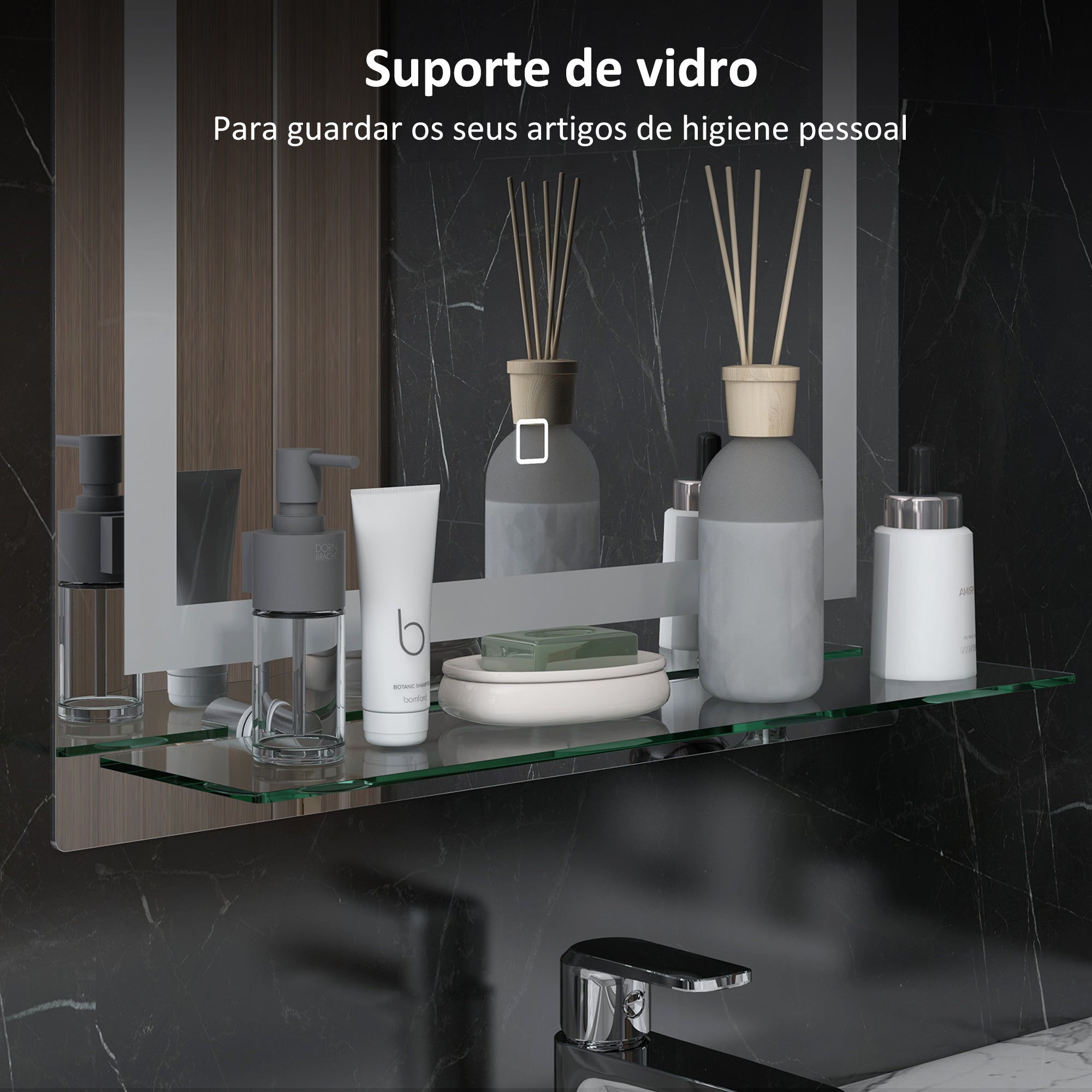 Espelho de Casa de Banho com Luz LED 50x70 cm - Cor Prata