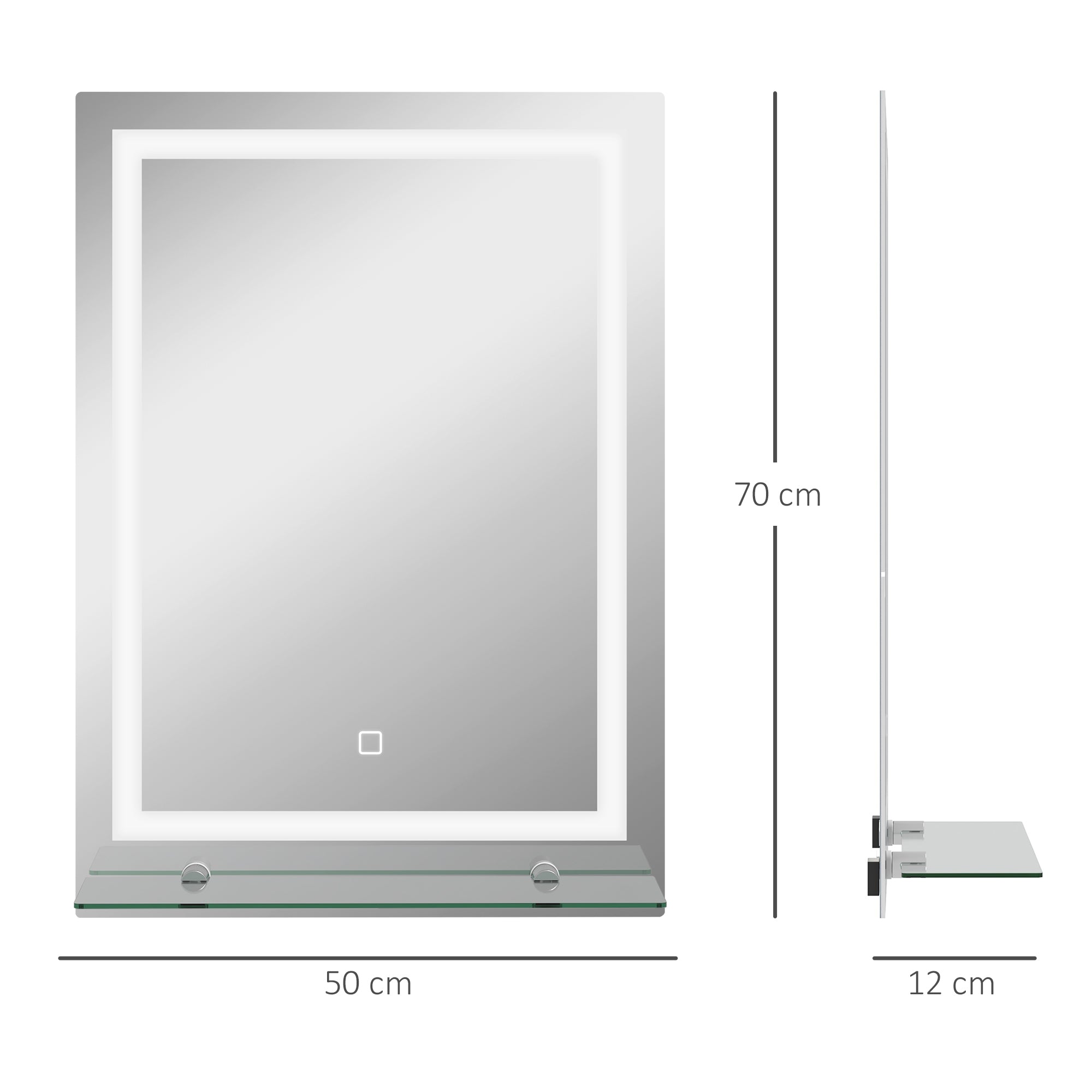 Espelho de Casa de Banho com Luz LED 50x70 cm - Cor Prata