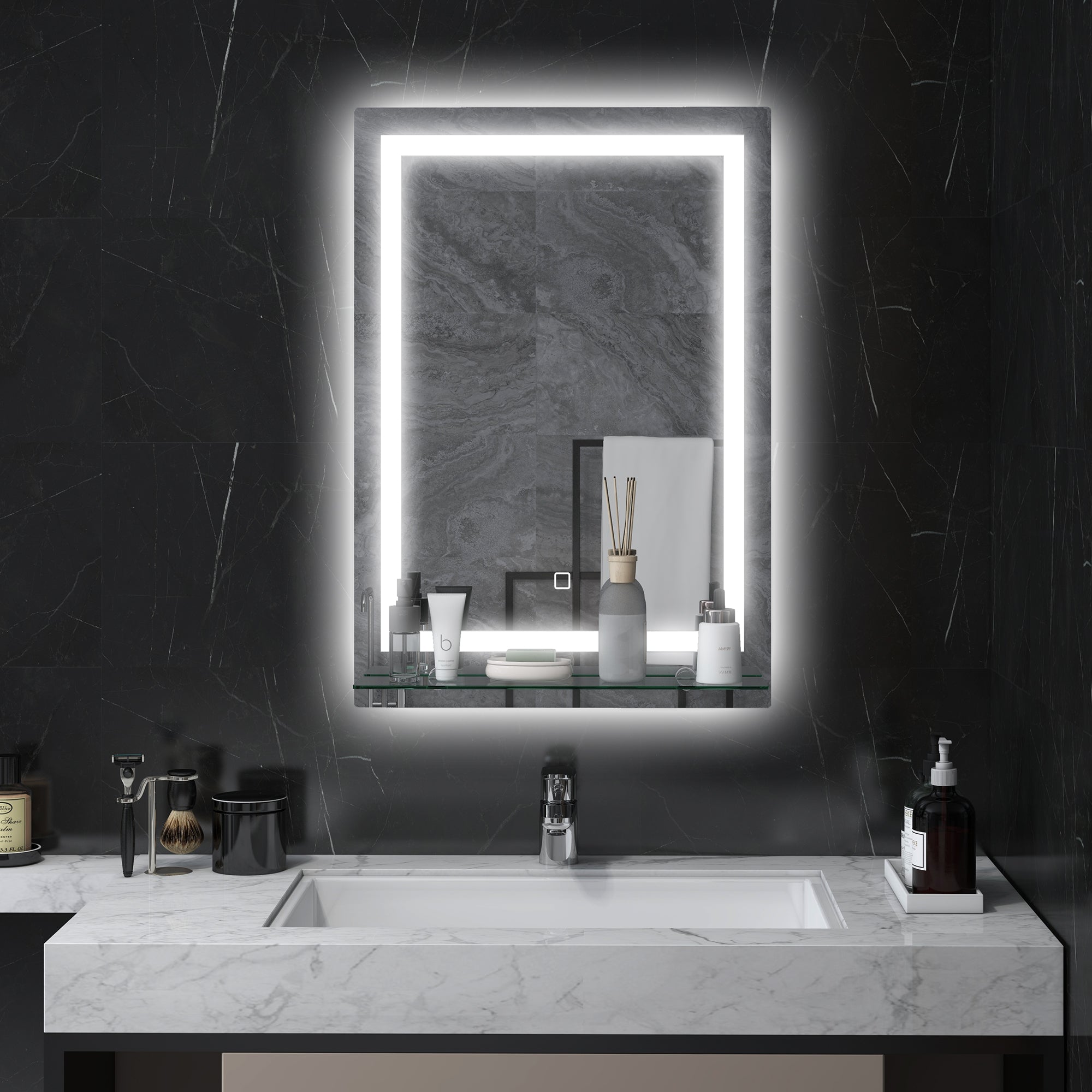 Espelho de Casa de Banho com Luz LED 50x70 cm - Cor Prata
