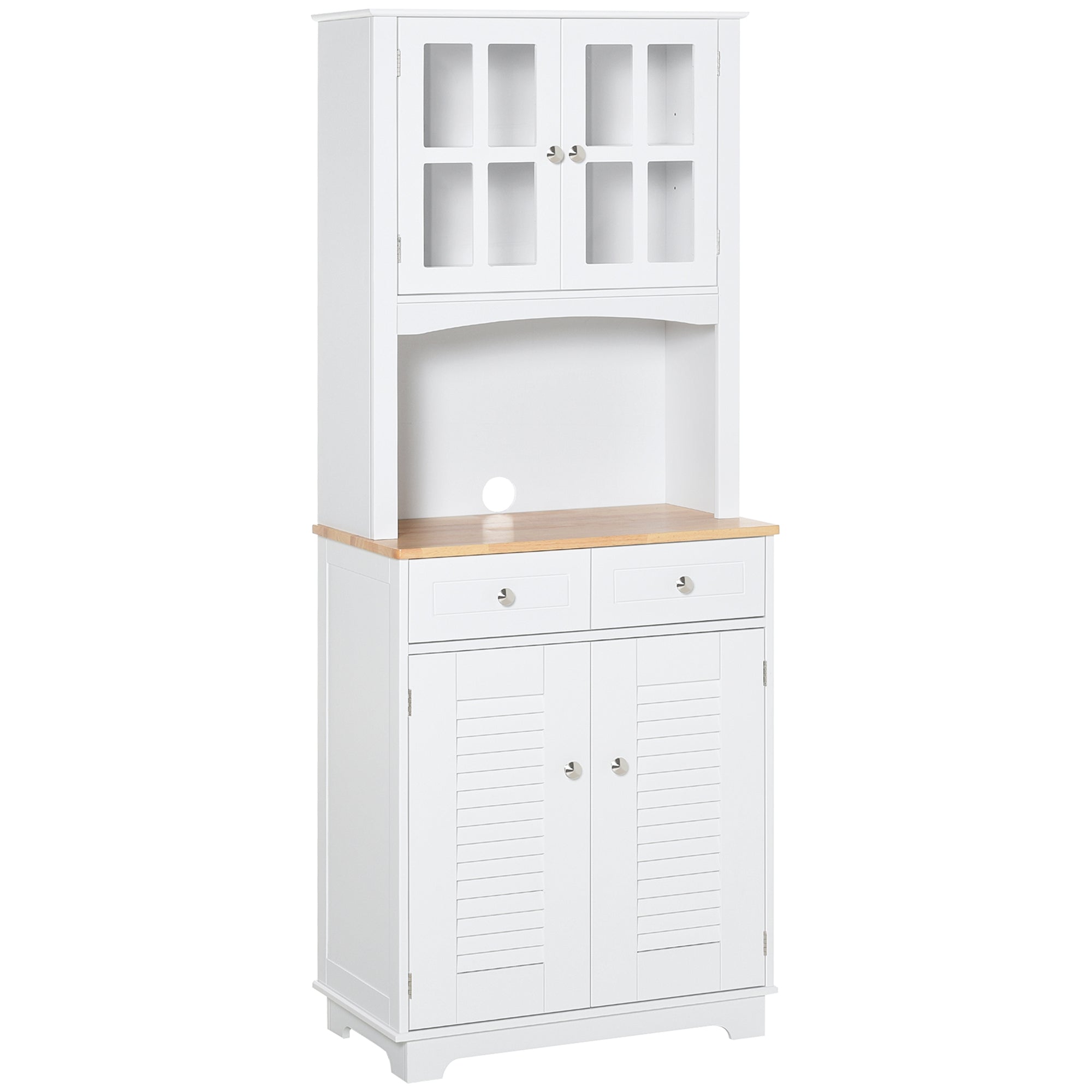 Armário de Cozinha Auxiliar com 2 Portas 2 Gavetas 68x39,5x170 cm - Branco