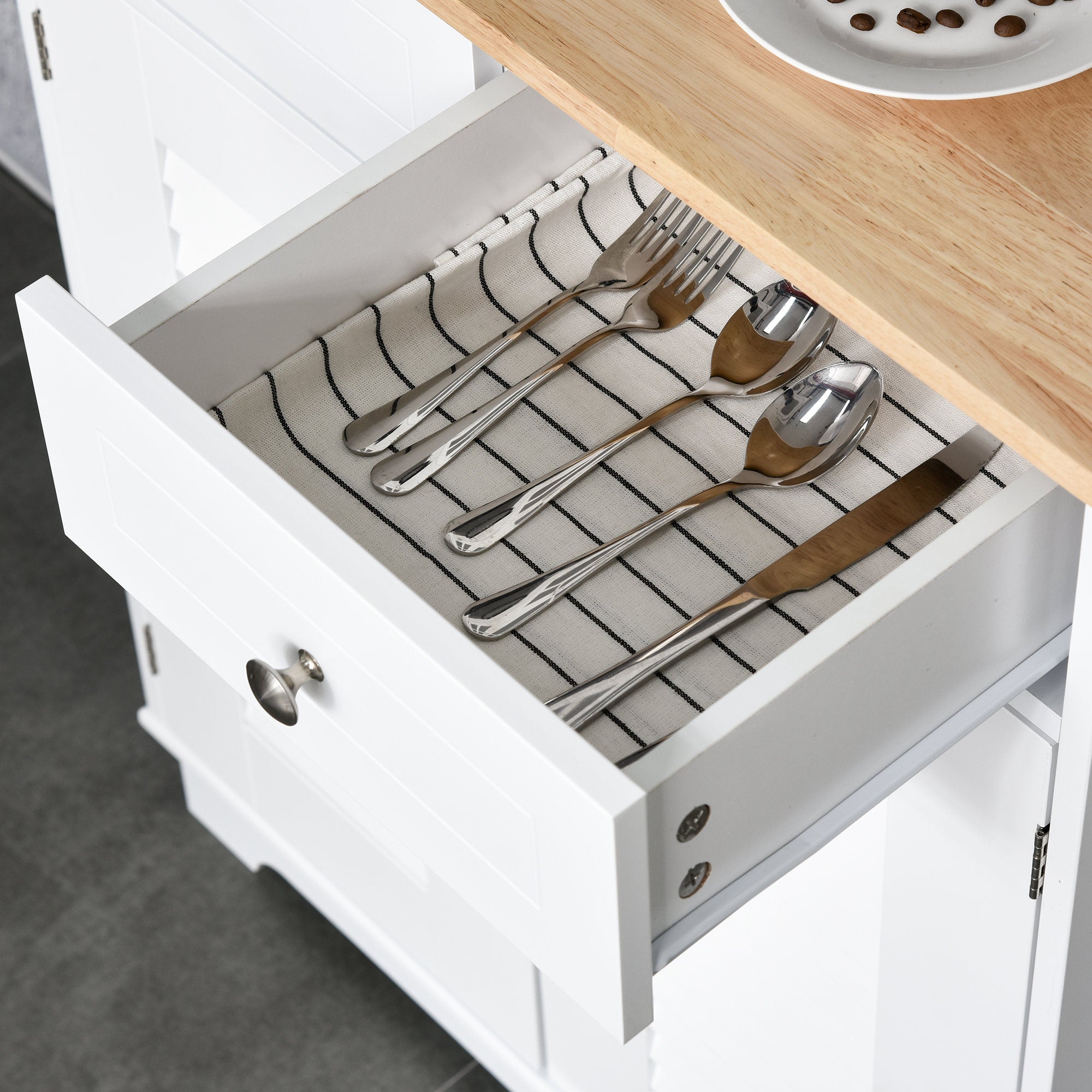 Armário de Cozinha Auxiliar com 2 Portas 2 Gavetas 68x39,5x170 cm - Branco