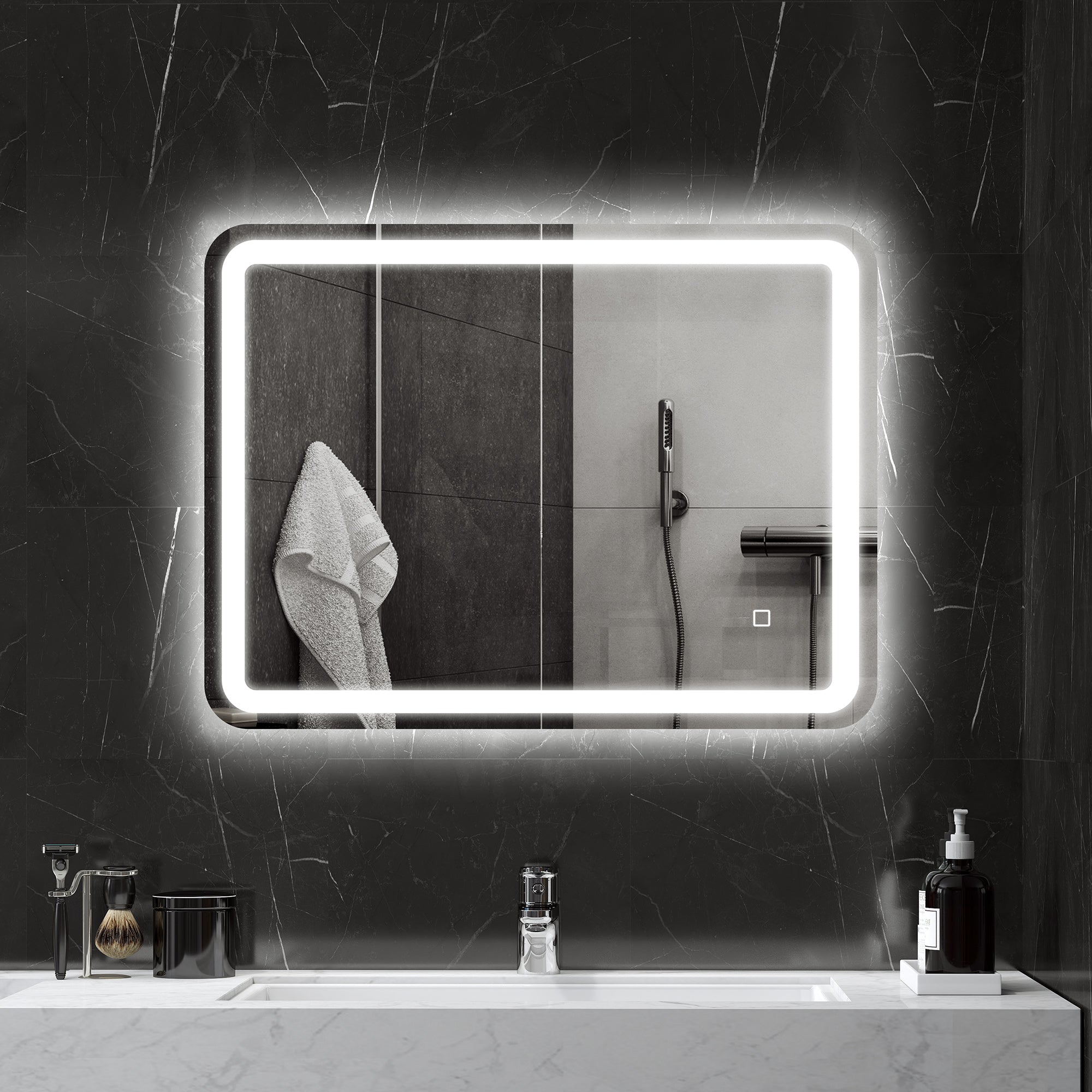 Espelho Casa de Banho LED 60x80 cm Prata