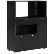 Aparador Auxiliar para Microondas com Armários e Gaveta 90x40x120 cm - Preto