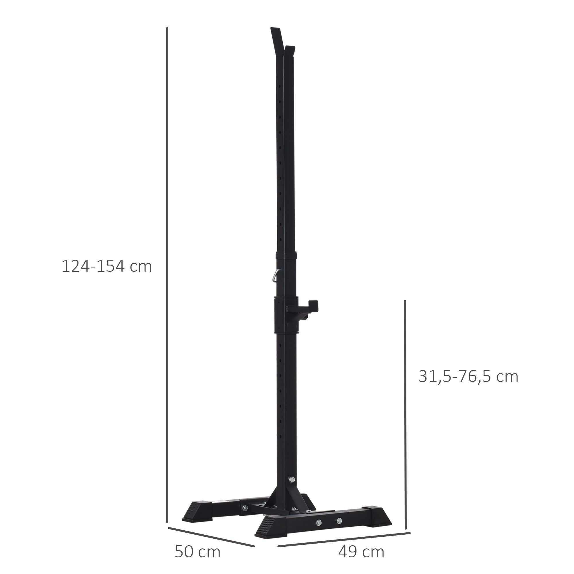 Suporte Ajustável para Barra de Pesos 50x49x154cm - Cor Preto
