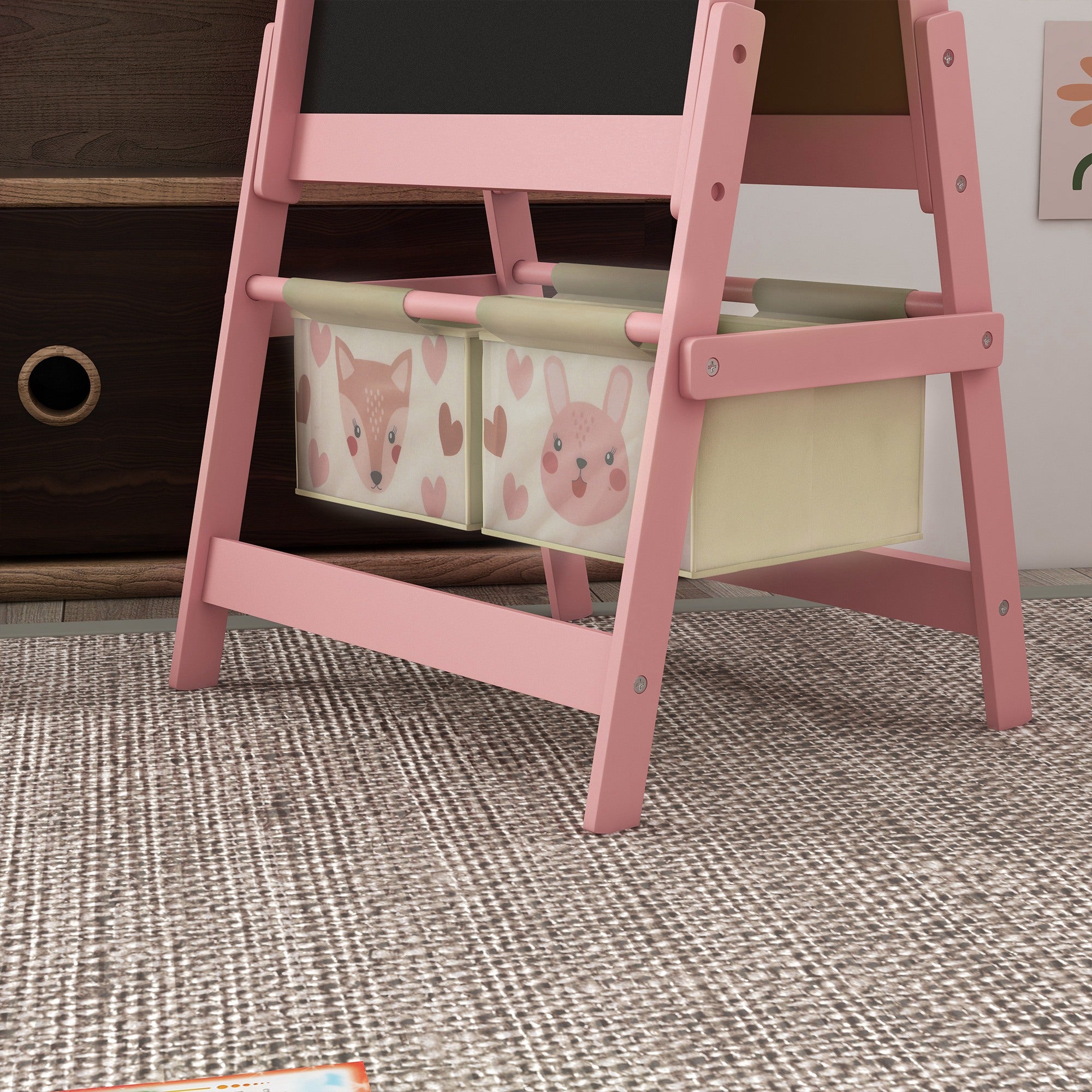 Cavalete Infantil 3 em 1 Rosa 54x46,5x93 cm