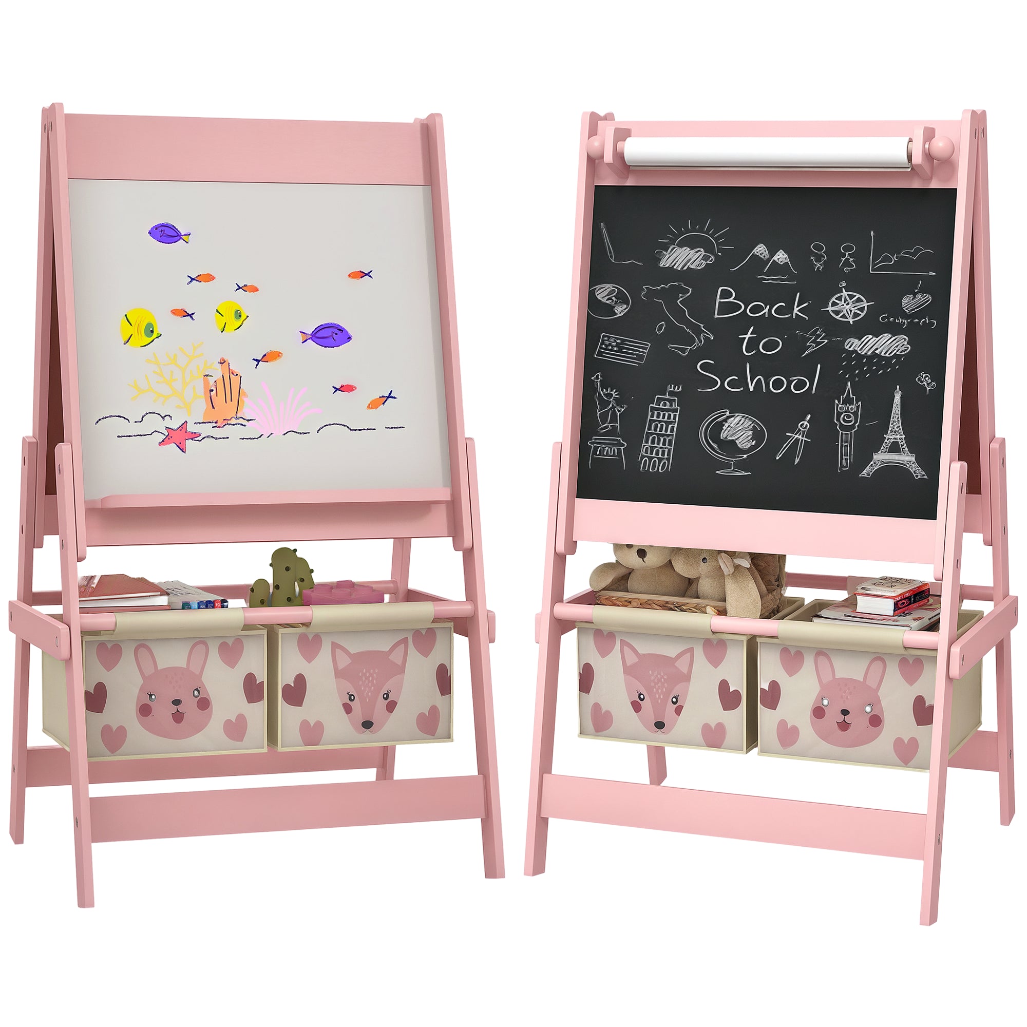 Cavalete Infantil 3 em 1 Rosa 54x46,5x93 cm