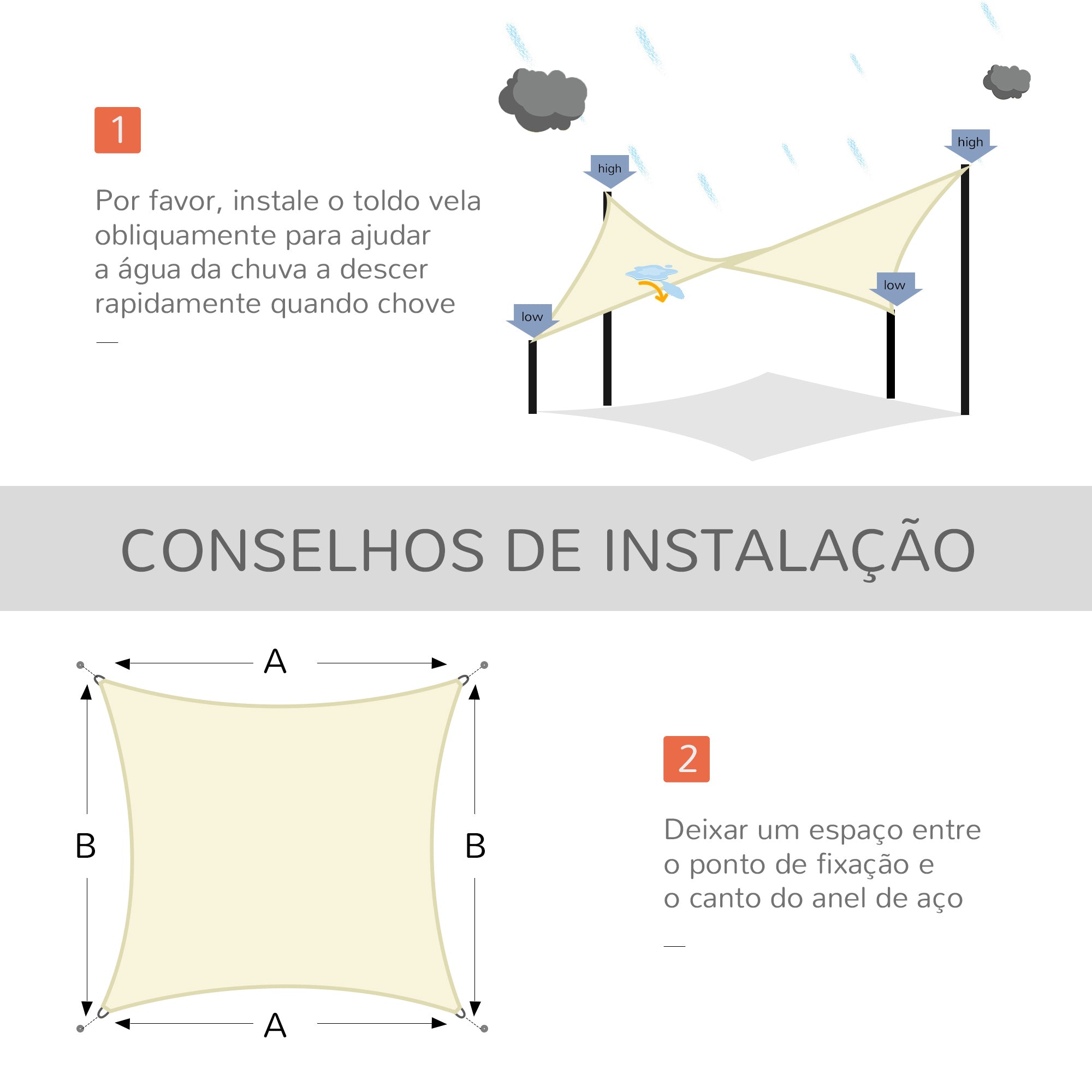Vela de Sombra Quadrada 300x300 cm Cor Creme Branco