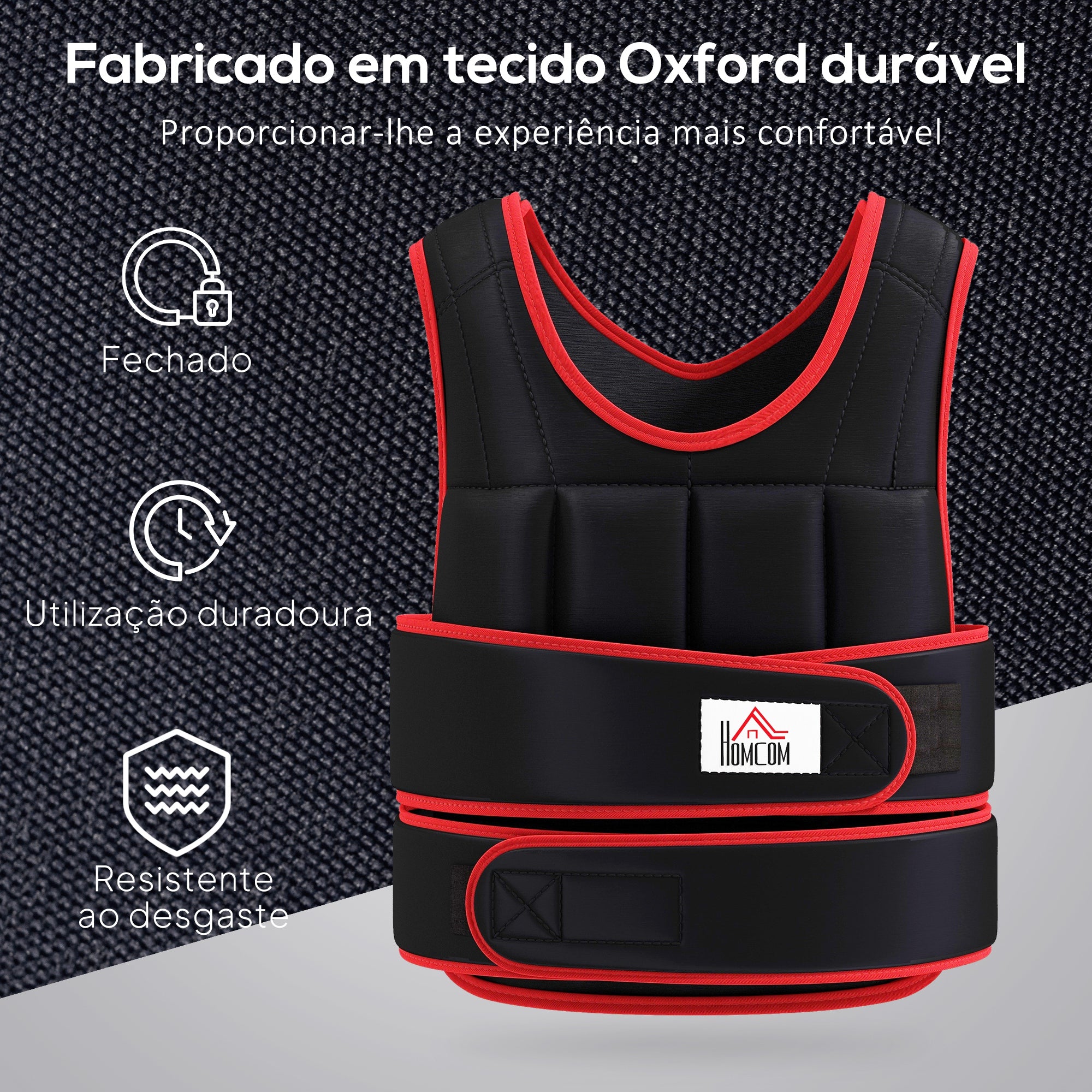 Colete de Treinamento Ajustável – 40x59 cm – Preto e Vermelho – Tecido Oxford