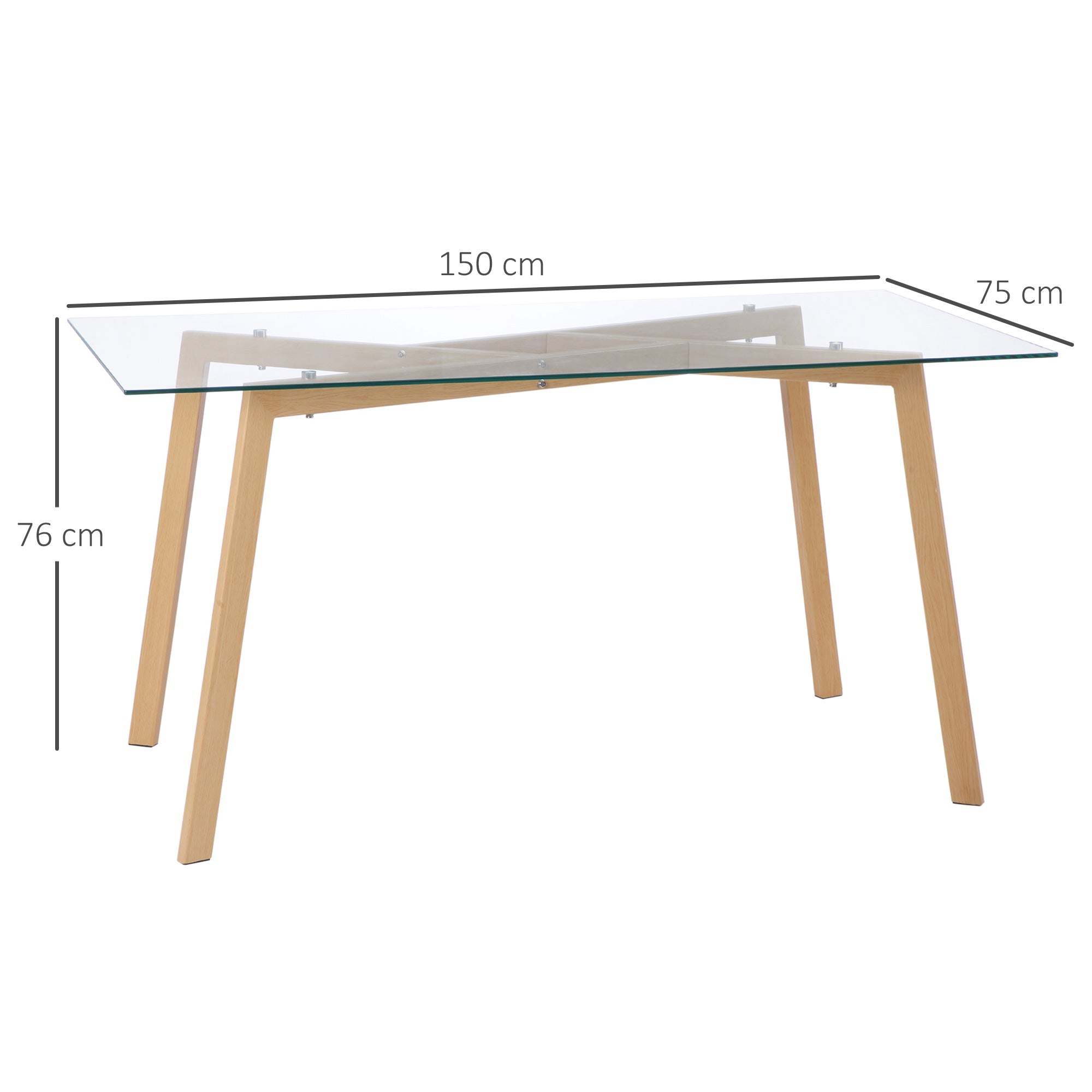 Mesa de Jantar Moderna 150x75x76 cm - Transparente