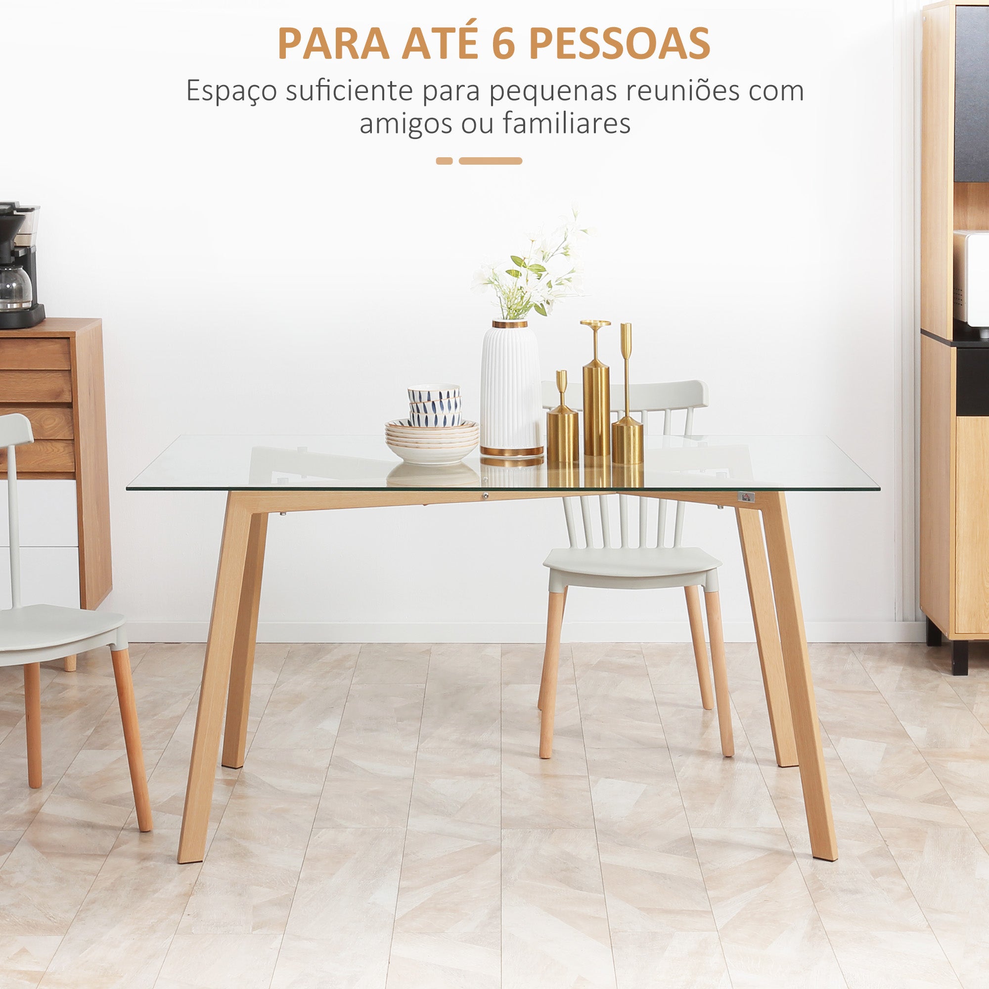 Mesa de Jantar Moderna 150x75x76 cm - Transparente