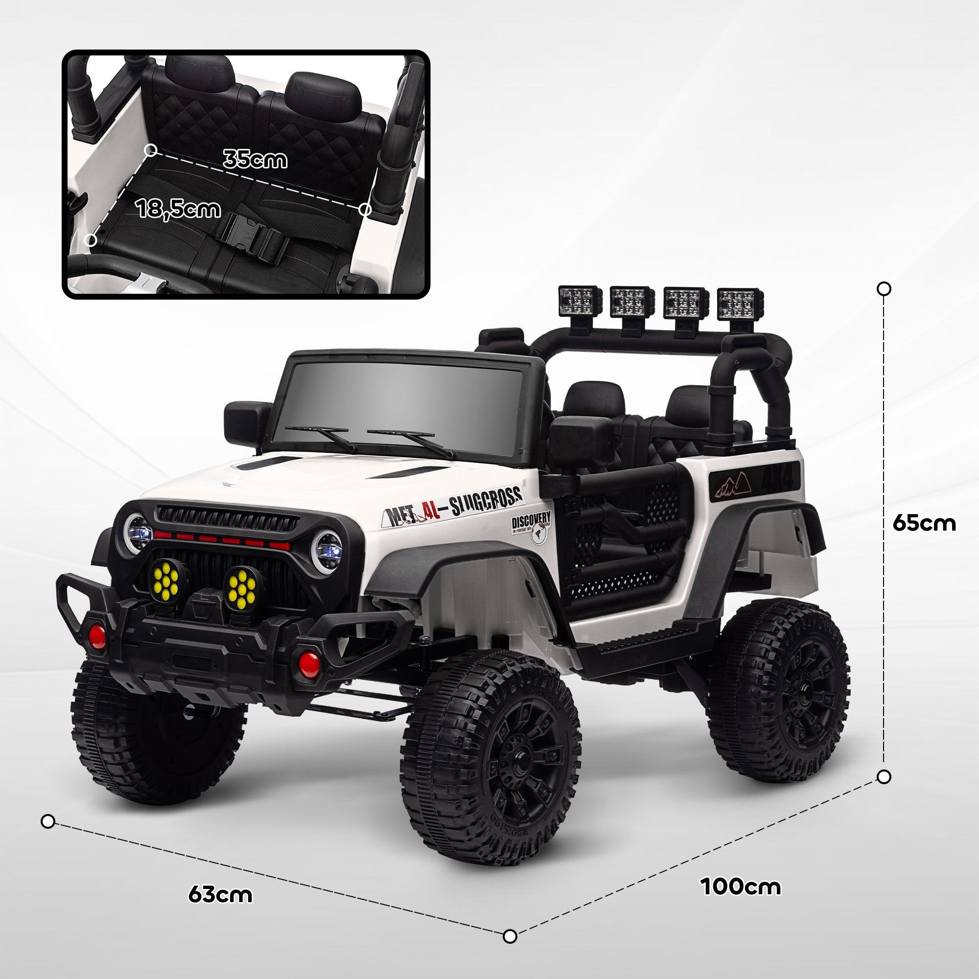 Carro Elétrico Infantil 100x63x65 cm - Branco