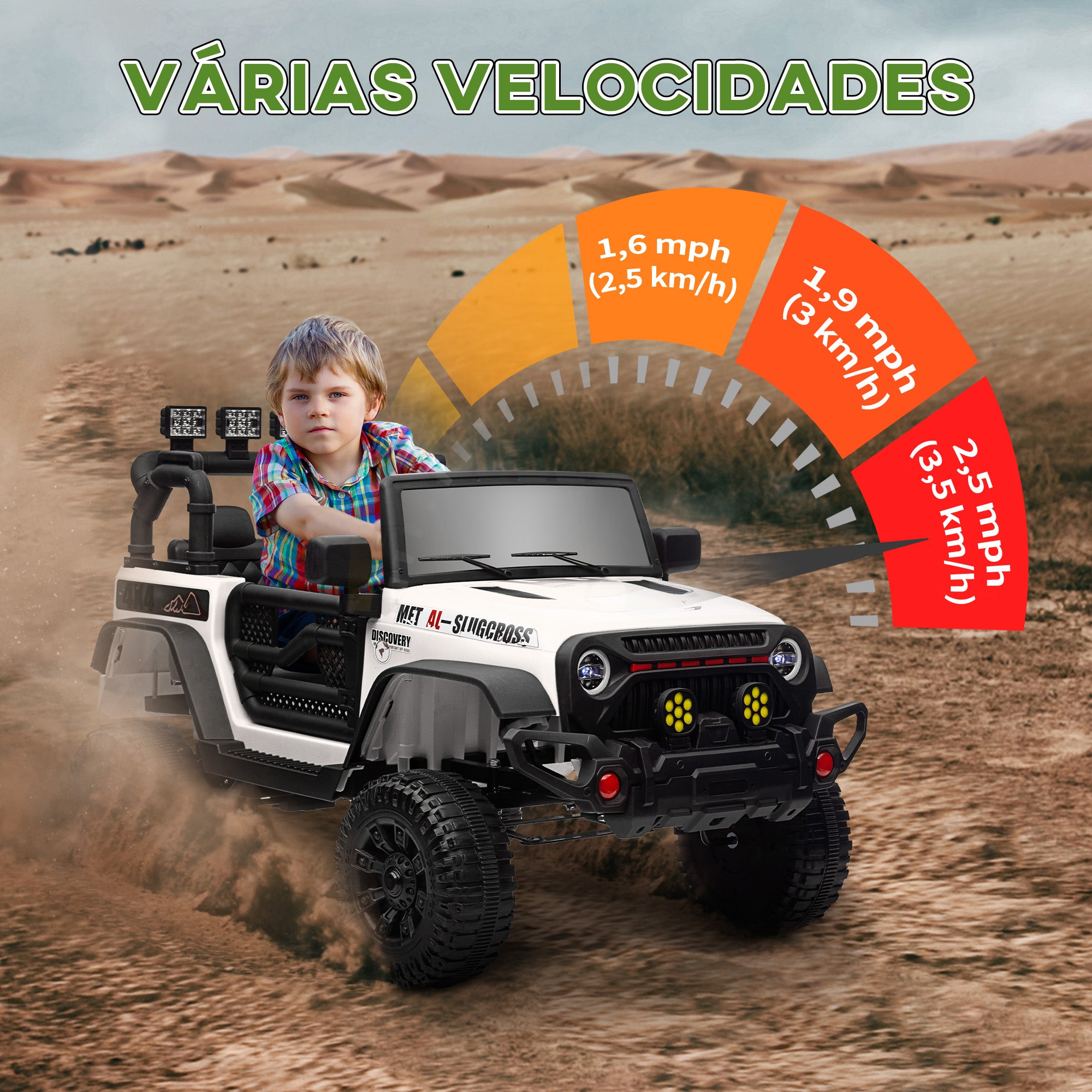 Carro Elétrico Infantil 100x63x65 cm - Branco