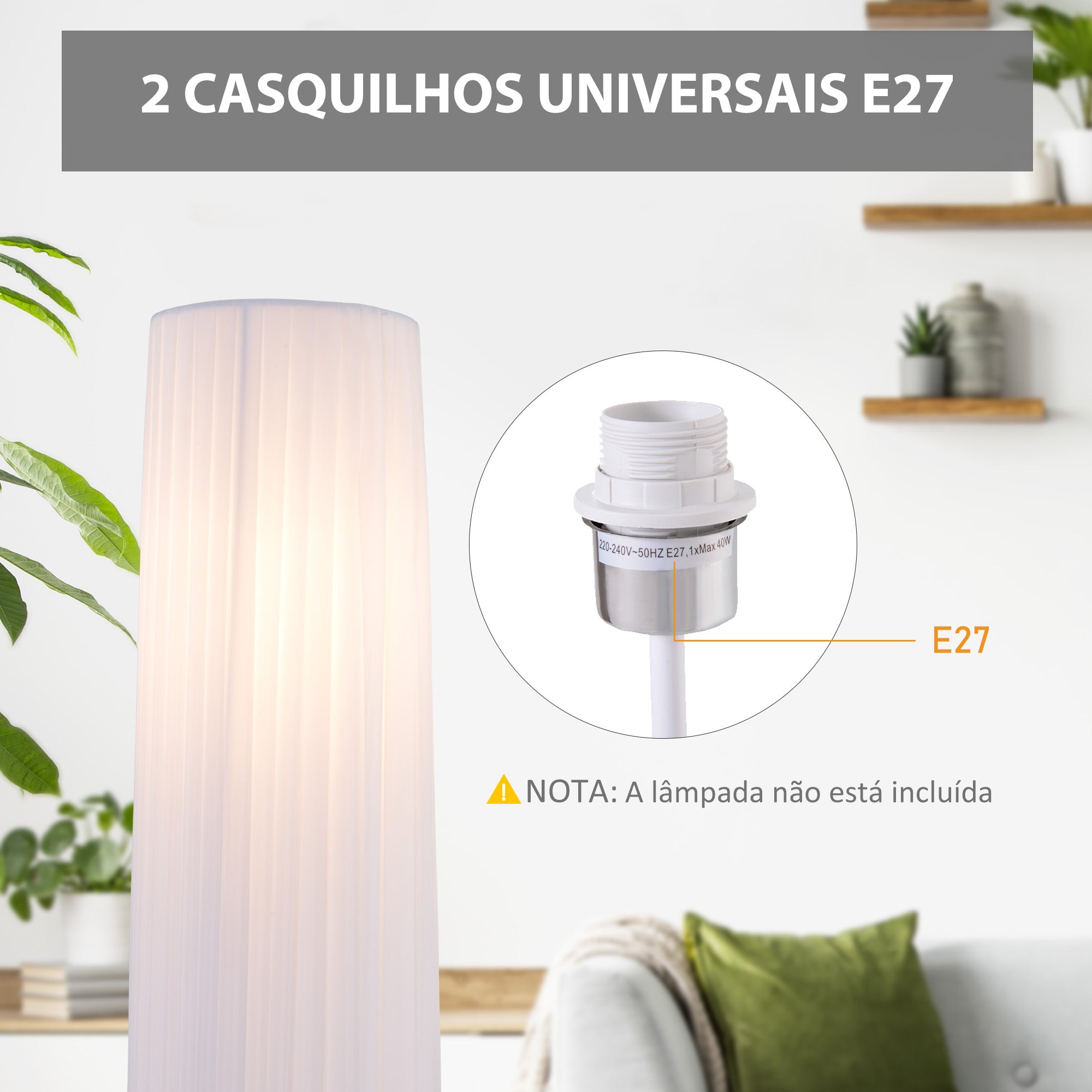 Candeeiro de Pé Moderno Branco Ø15x120 cm - Iluminação Elegante para sua Casa