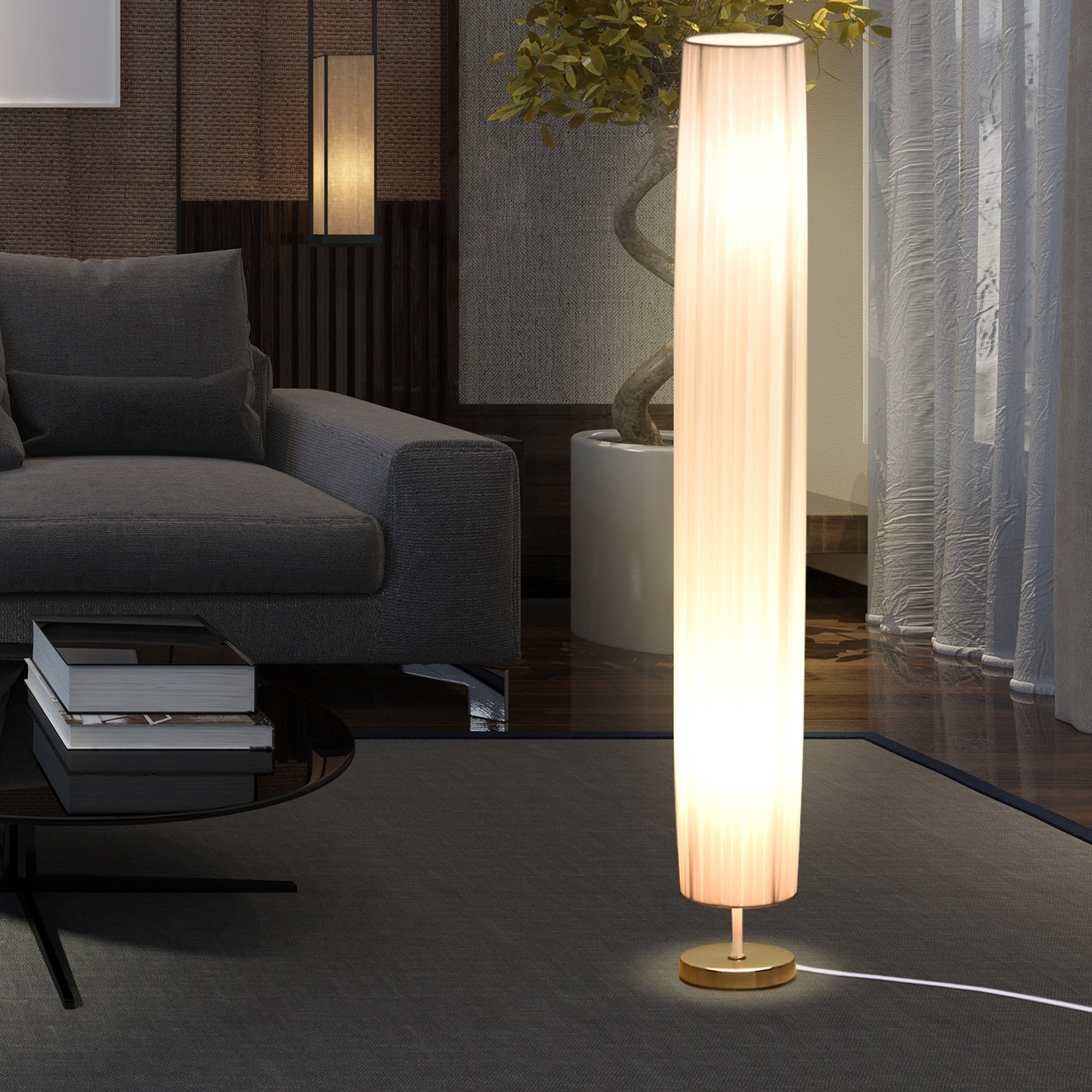 Candeeiro de Pé Moderno Branco Ø15x120 cm - Iluminação Elegante para sua Casa