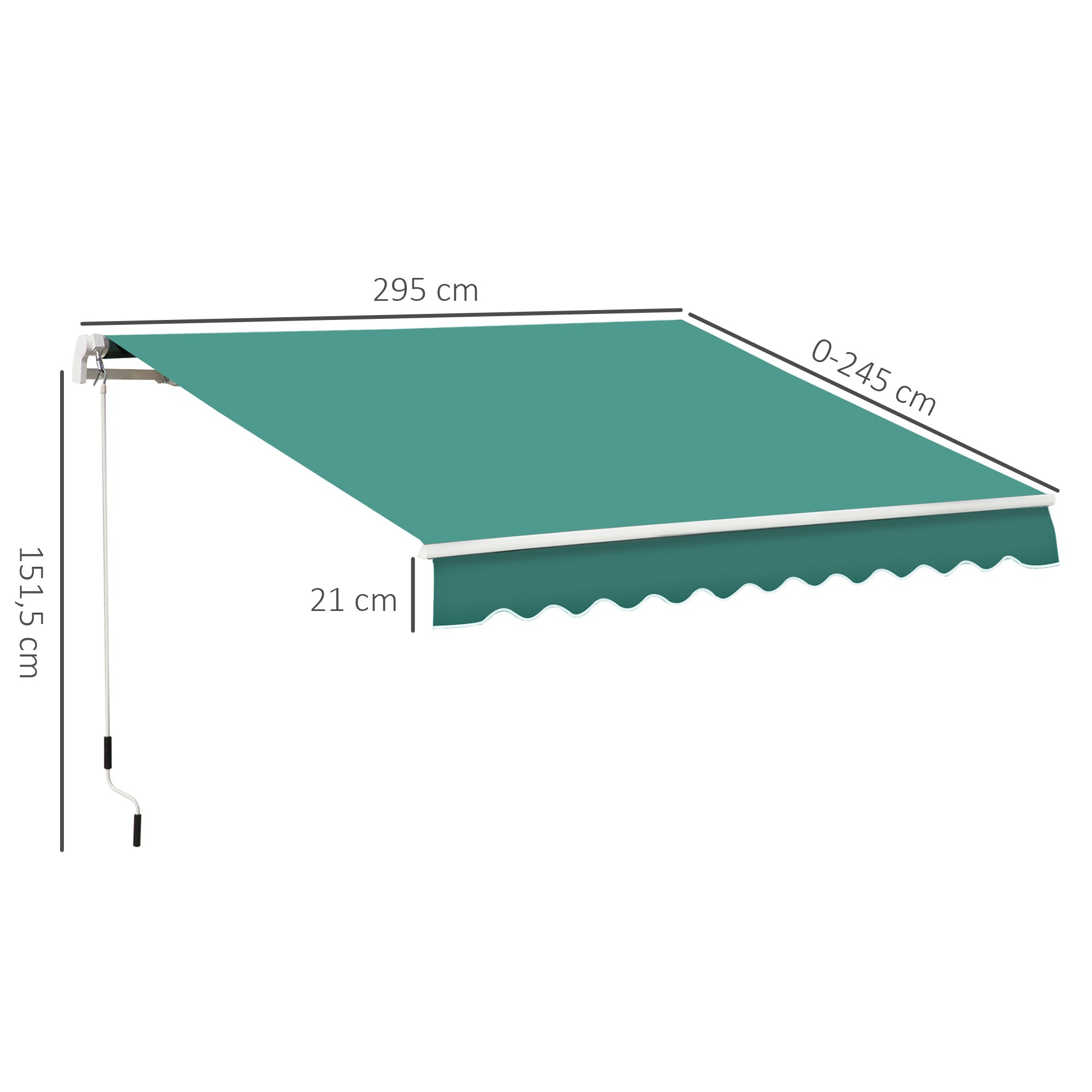 Toldo Manual Retrátil 295x245cm Verde