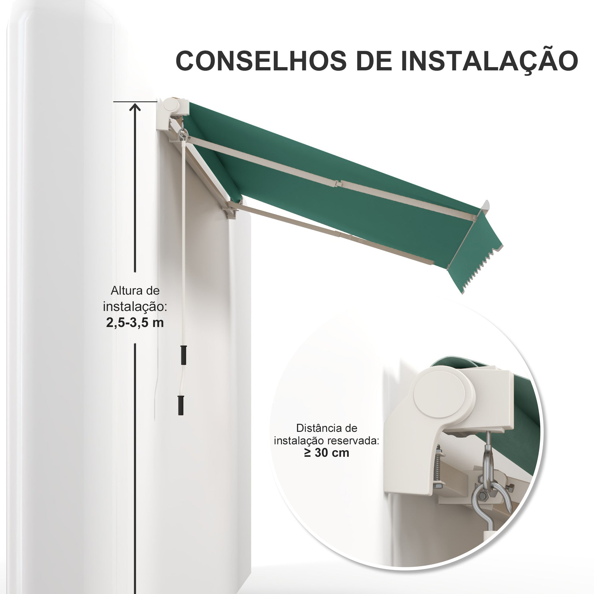 Toldo Manual Retrátil 295x245cm Verde