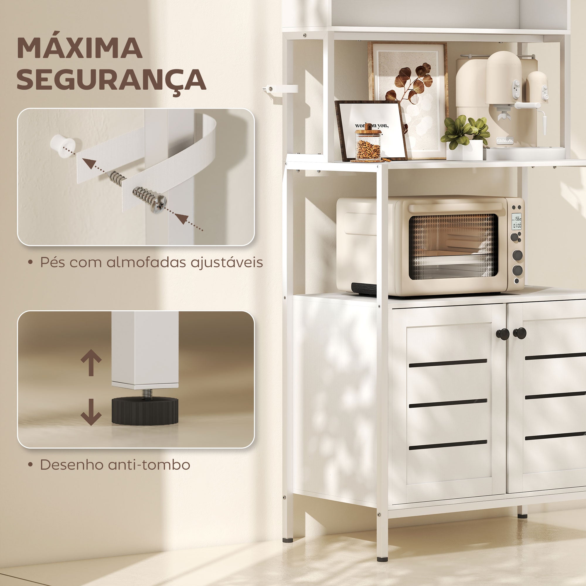 Armário de Cozinha 80x42x171 cm Branco - Organização e Conforto na Cozinha