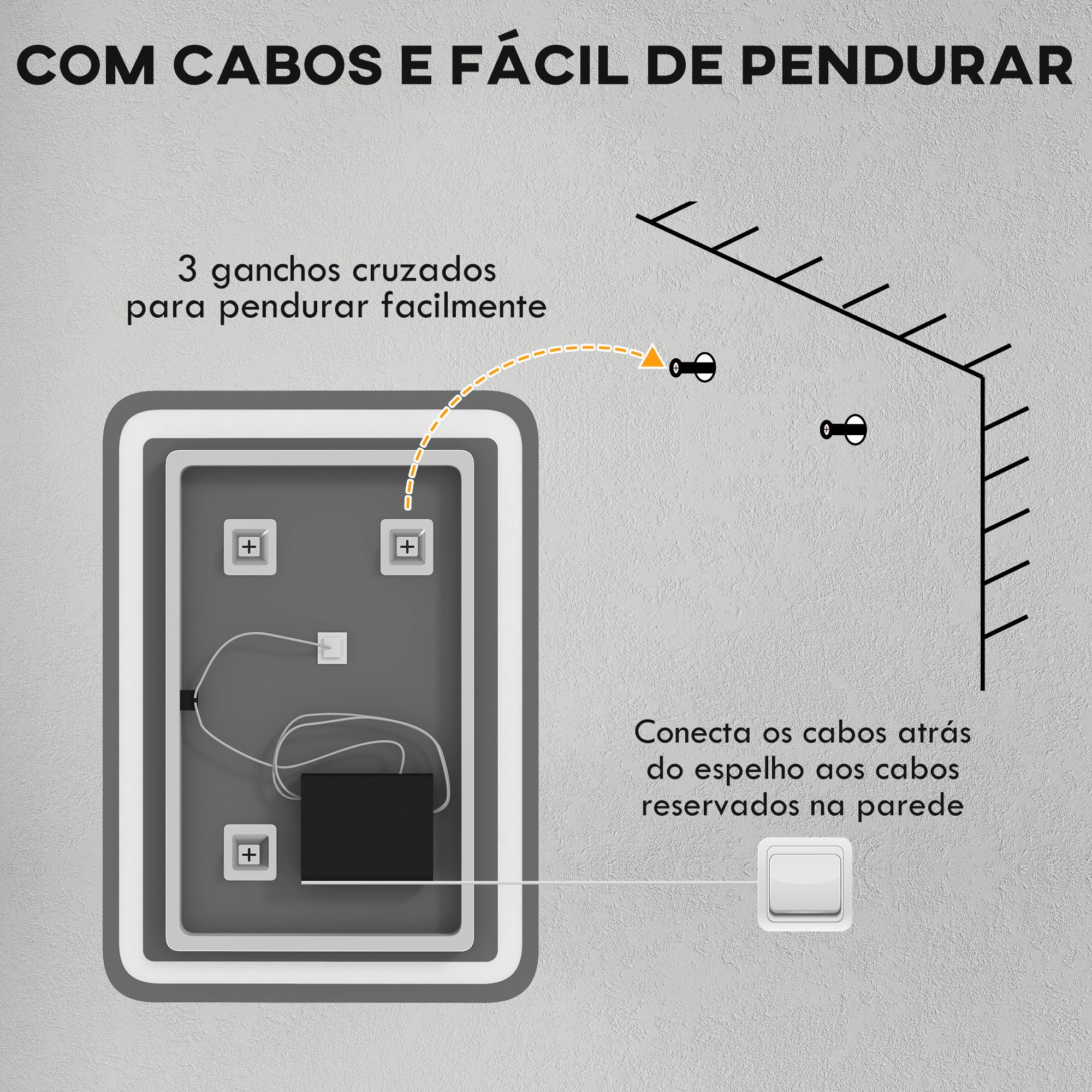 Espelho de Casa de Banho LED 50x70 cm Prata