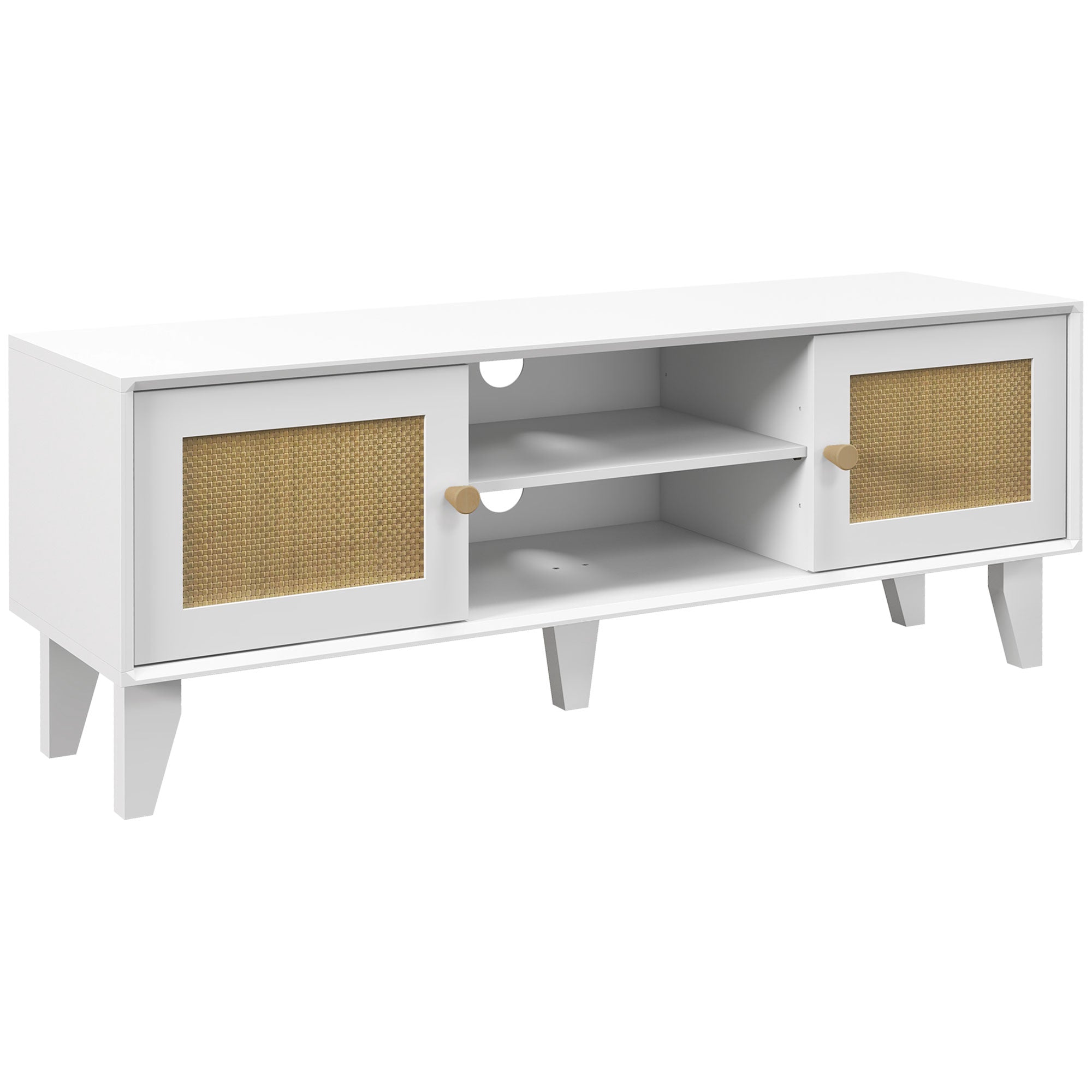 Móvel de TV Boho Chic para TVs de até 55 Polegadas 120x35x46 cm Branco