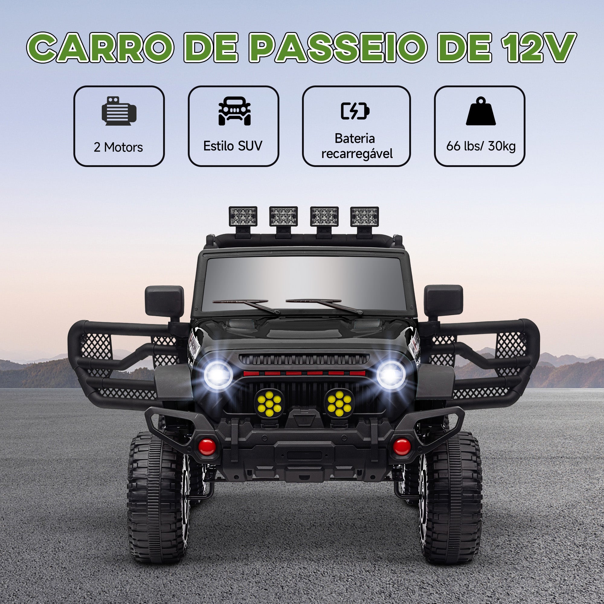 Carro Elétrico Infantil Preto 100x63x65 cm