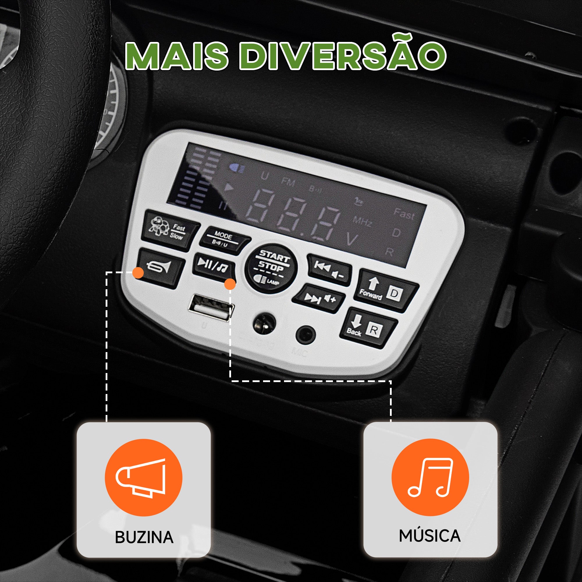 Carro Elétrico Infantil Preto 100x63x65 cm