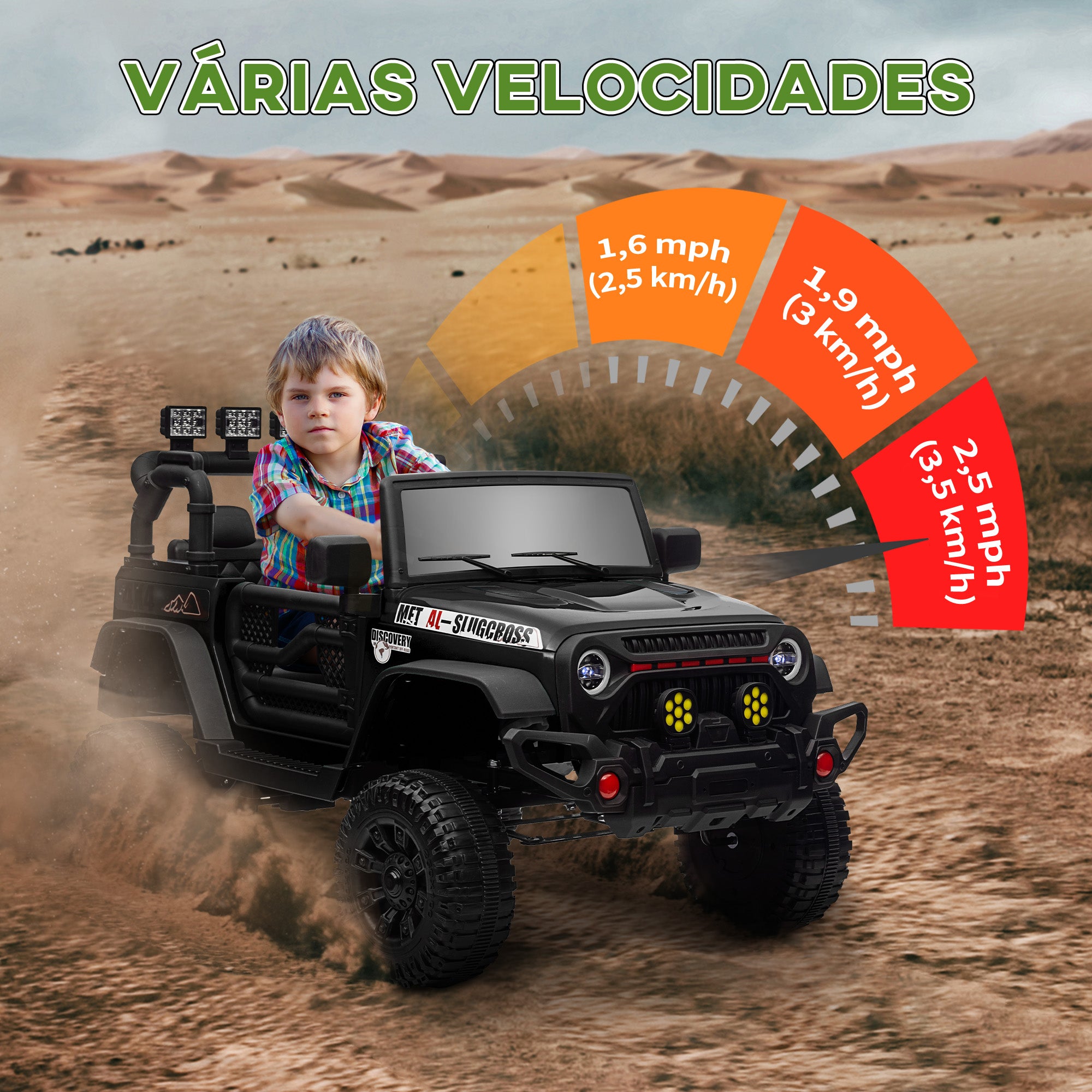 Carro Elétrico Infantil Preto 100x63x65 cm