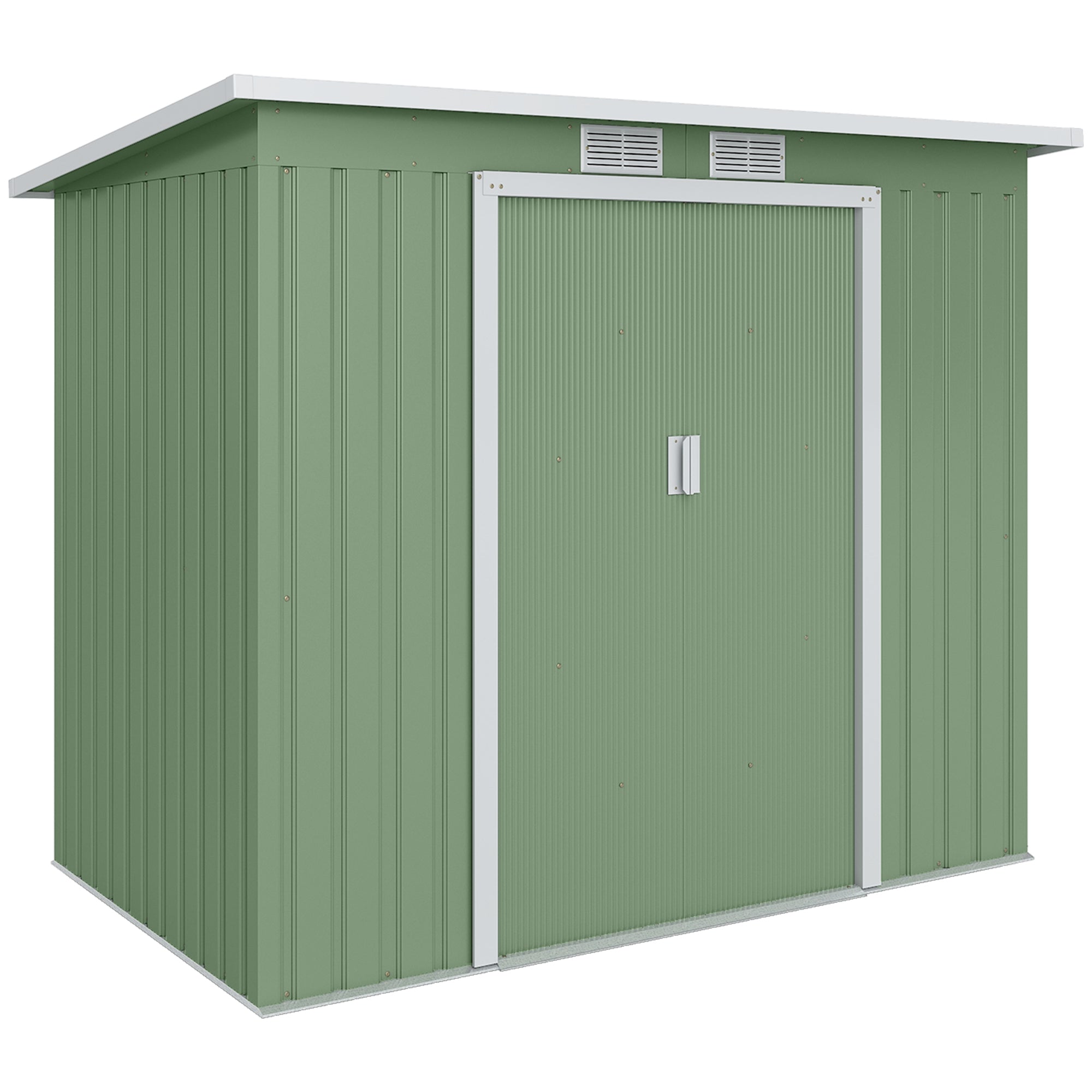 Abrigo de Jardim Verde 213x130x173cm em Aço Galvanizado com Porta Corrediça e Ventilações