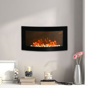 Lareira Elétrica de Parede LED 7 Cores 1000W/2000W 89,2x13,5x48cm Preto