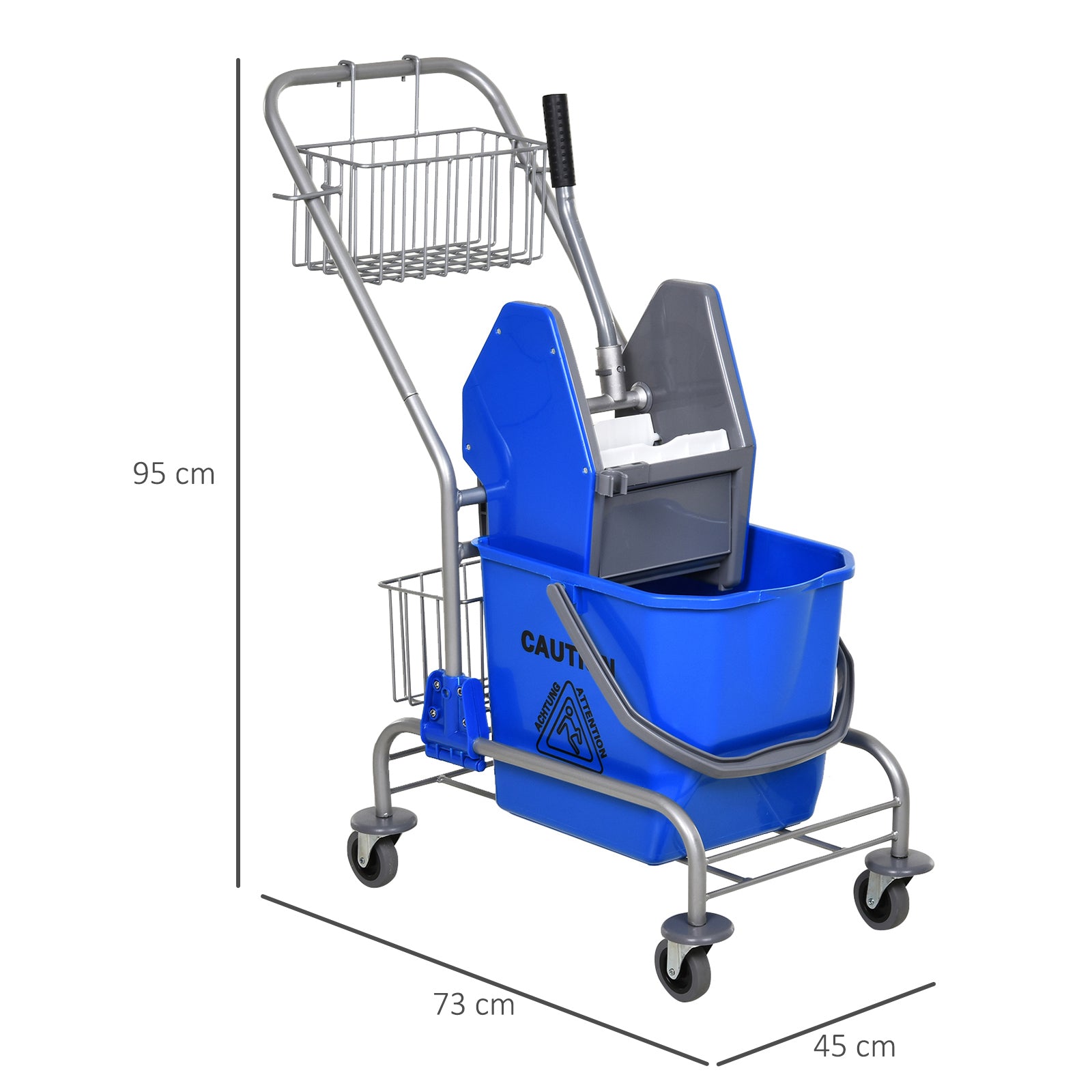 Carrinho de Limpeza com Espremedor Capacidade 26L - Azul 73x45x95 cm