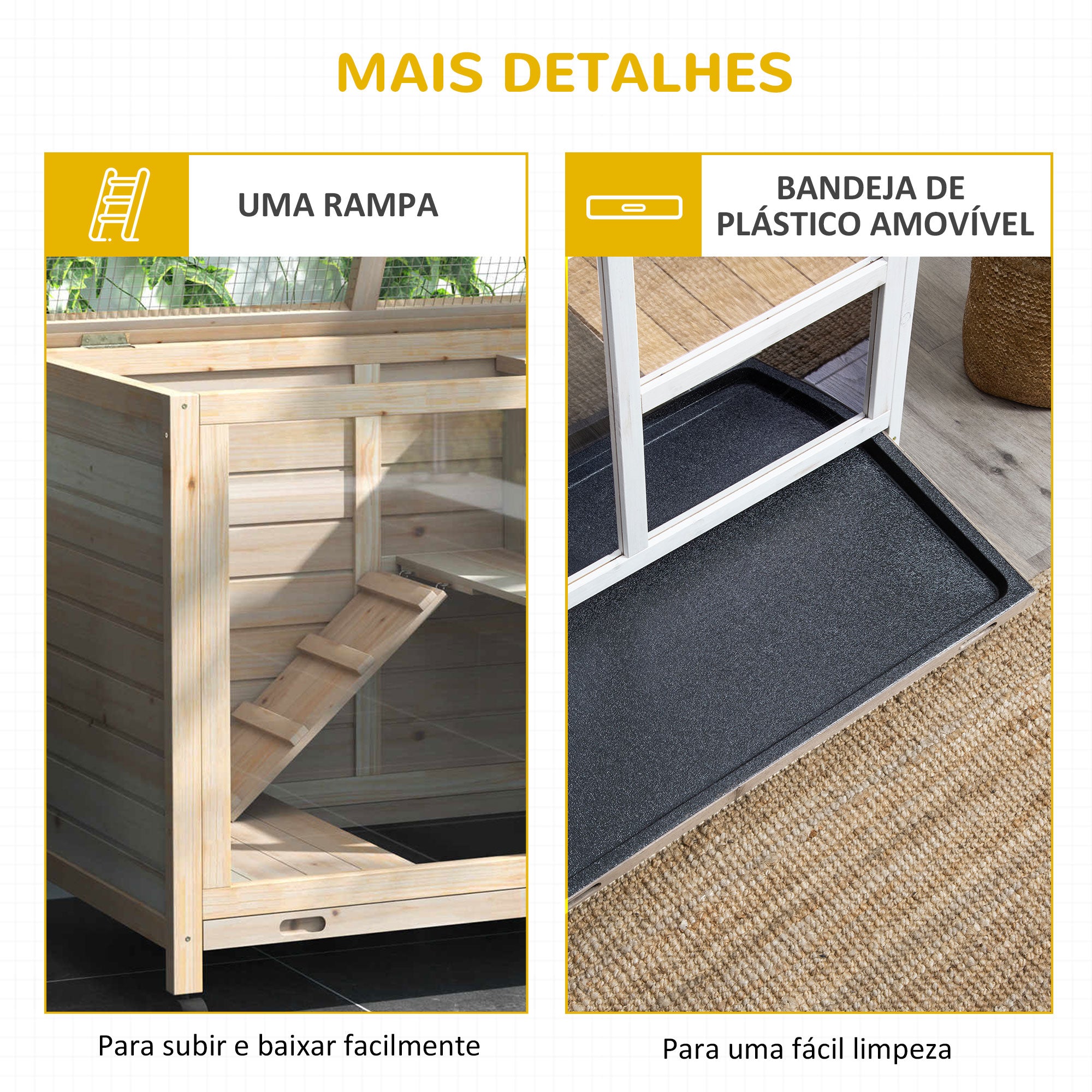 Coelheira de Madeira 91,5x53,5x73cm - Cor de Madeira Natural