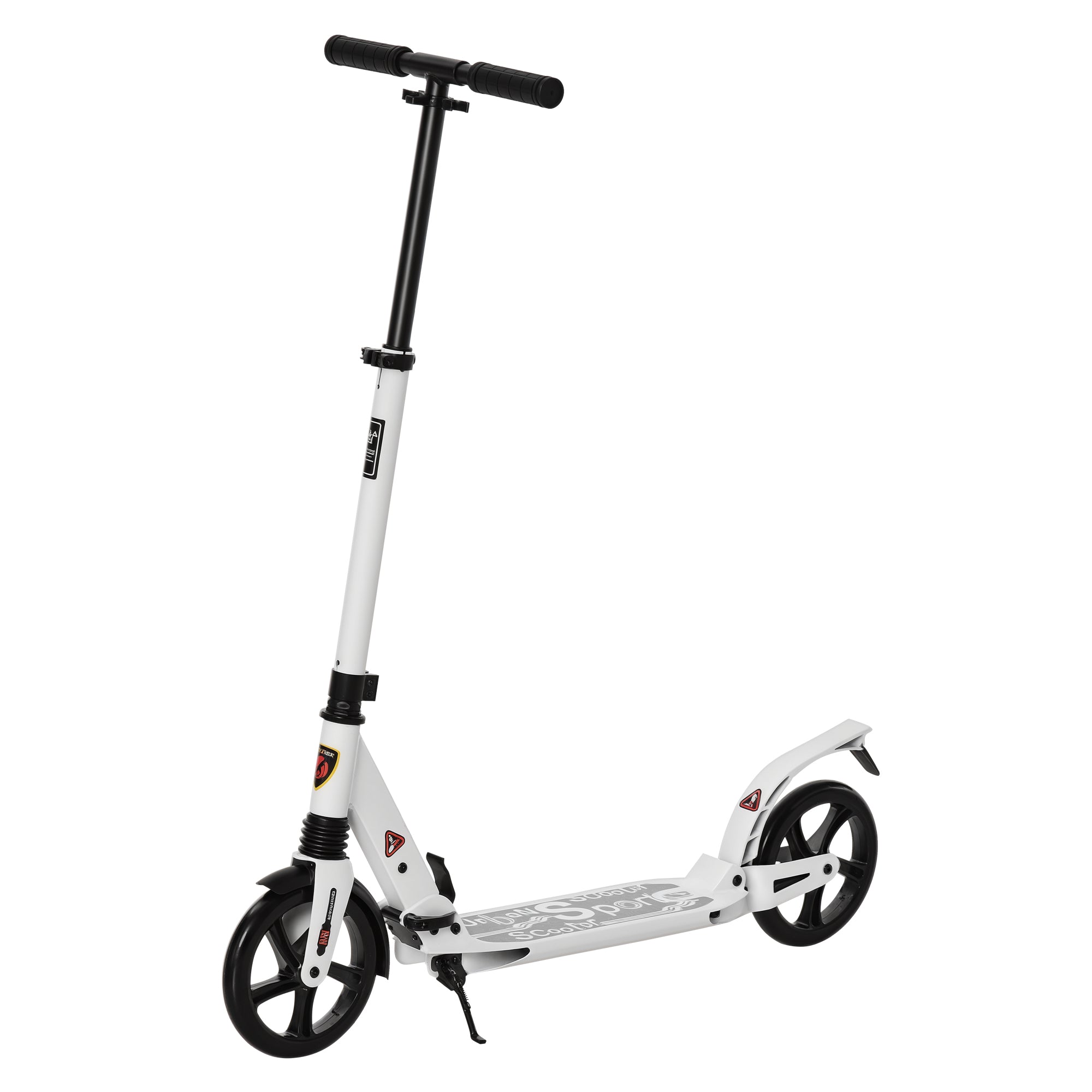 Trotinete Dobrável com Altura Ajustável e Rodas Grandes - Branco 94x38x90-105cm