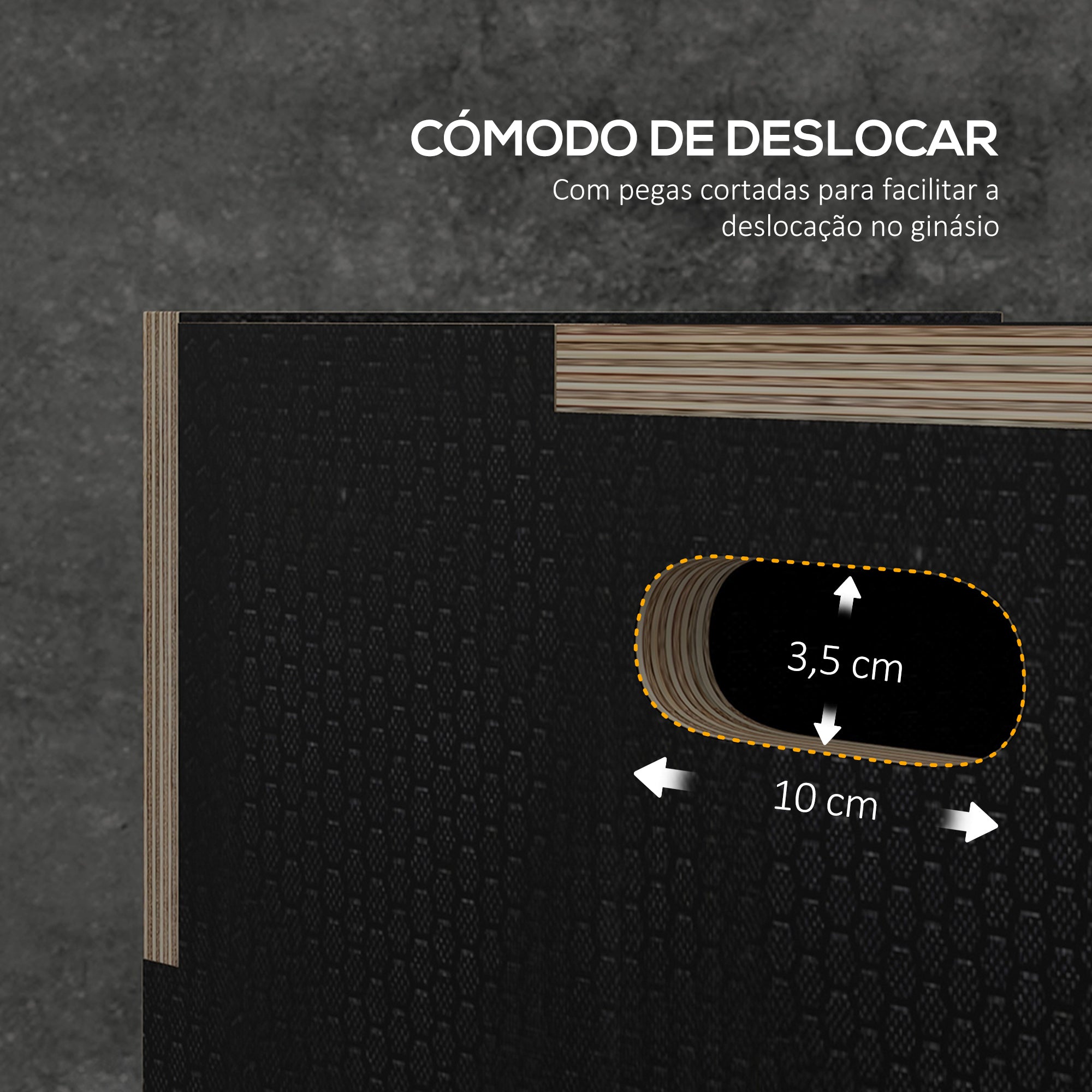 Caixa Pliométrica com 3 Alturas - 61x51x41 cm - Cor Preto