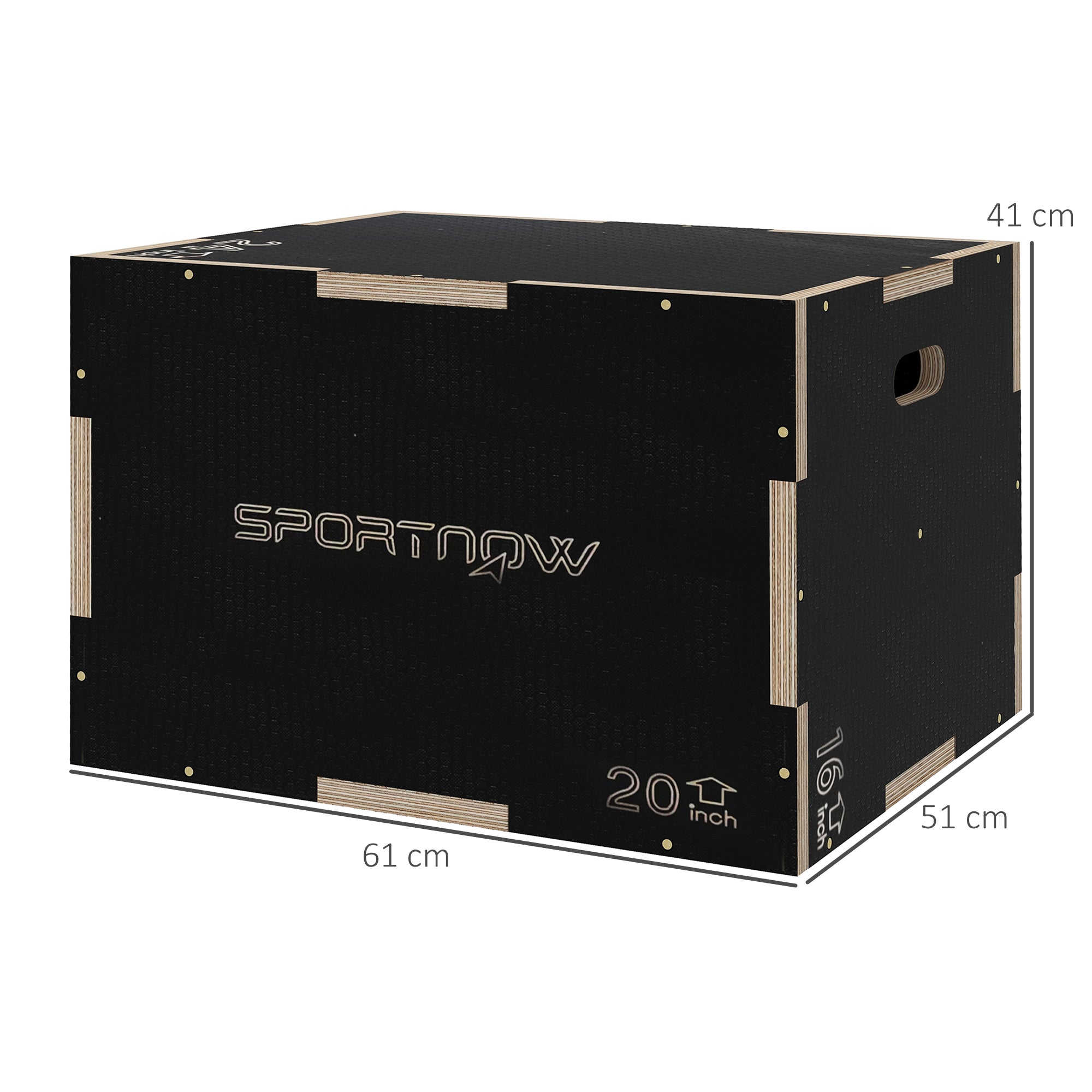 Caixa Pliométrica com 3 Alturas - 61x51x41 cm - Cor Preto