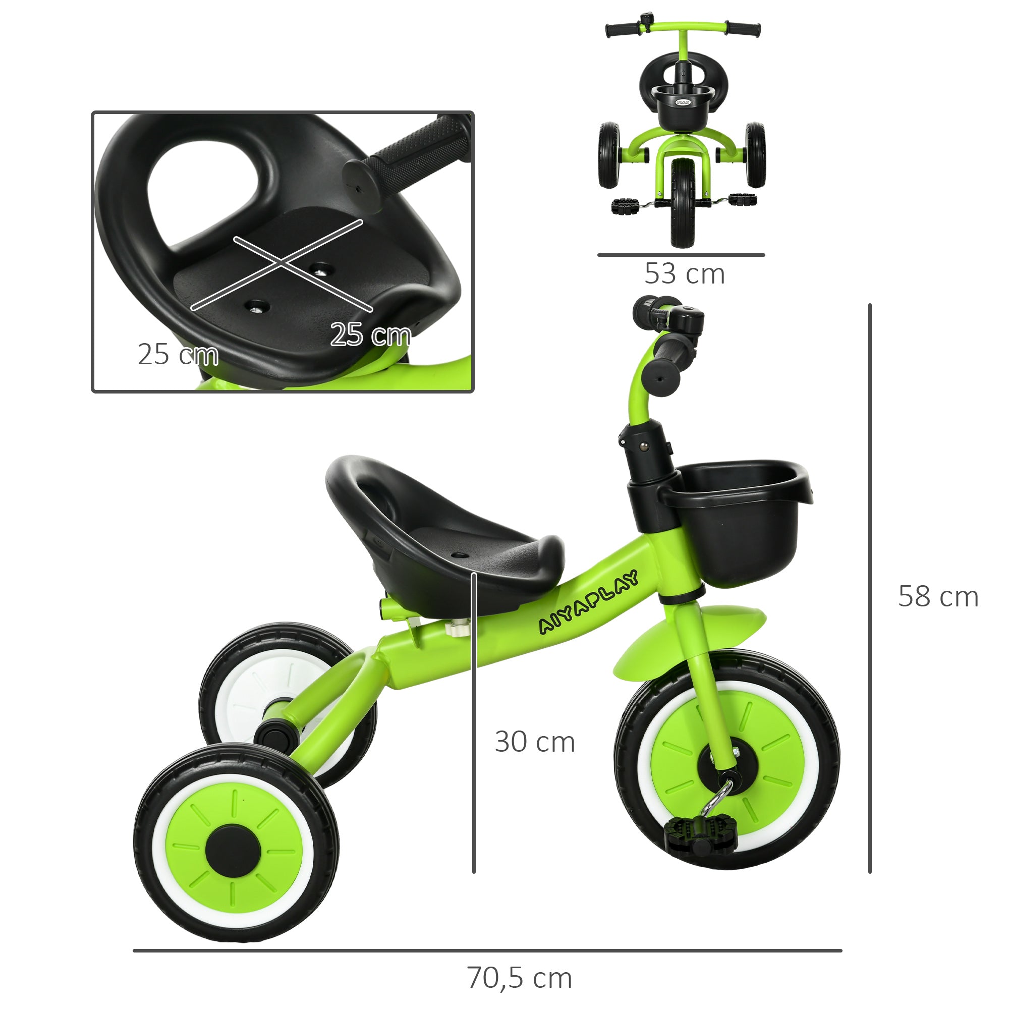 Triciclo Infantil Verde 70,5x53x58 cm para Crianças de 2 a 5 anos