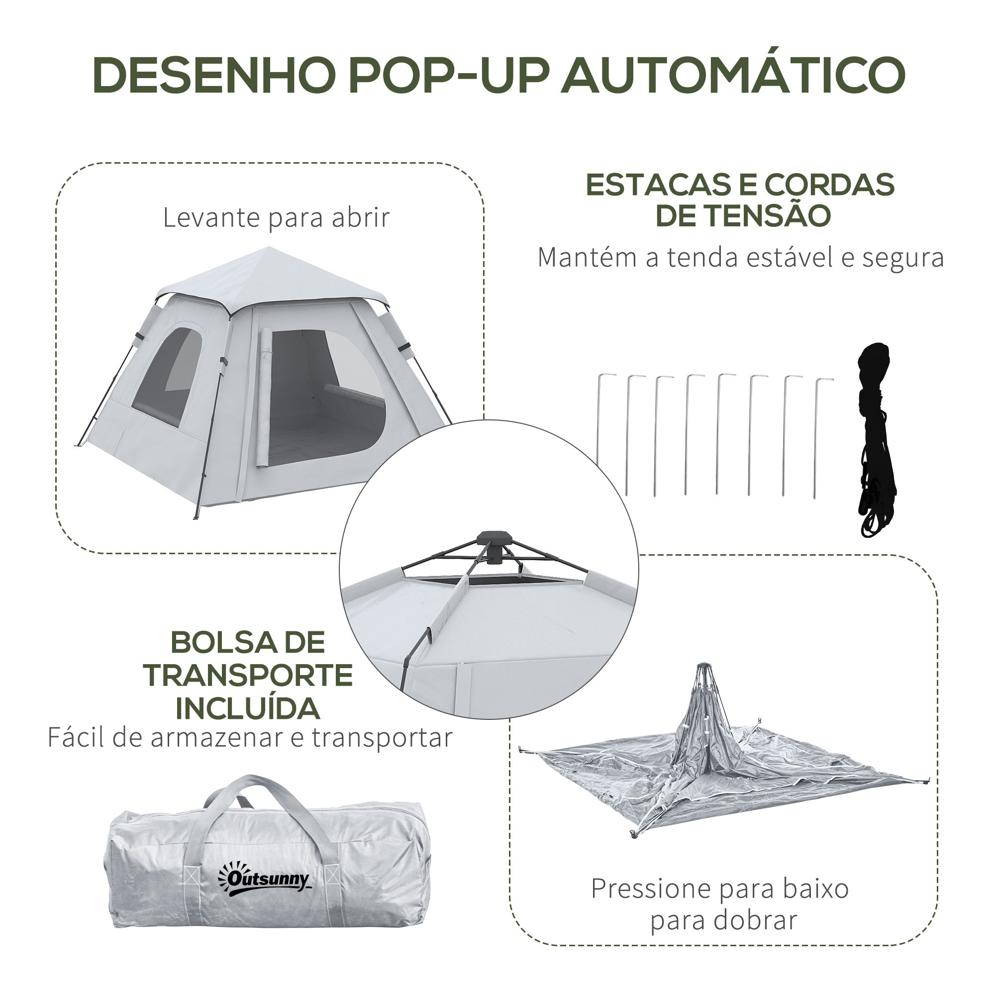 Tenda de Campismo para 2-3 Pessoas Prata 210x210x150 cm