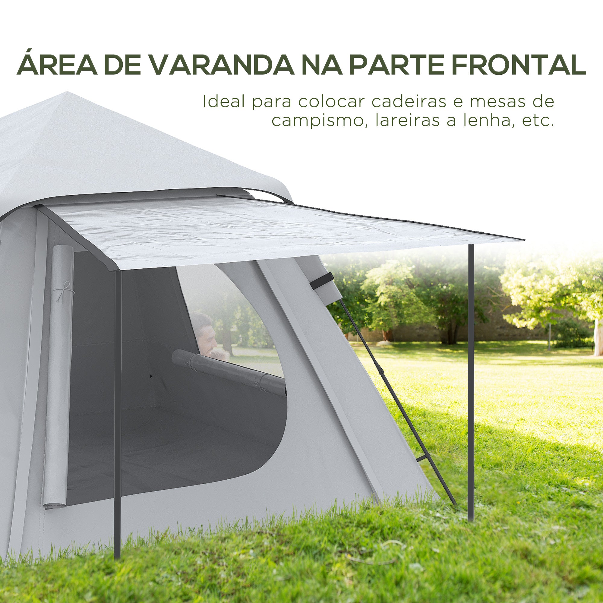 Tenda de Campismo para 2-3 Pessoas Prata 210x210x150 cm