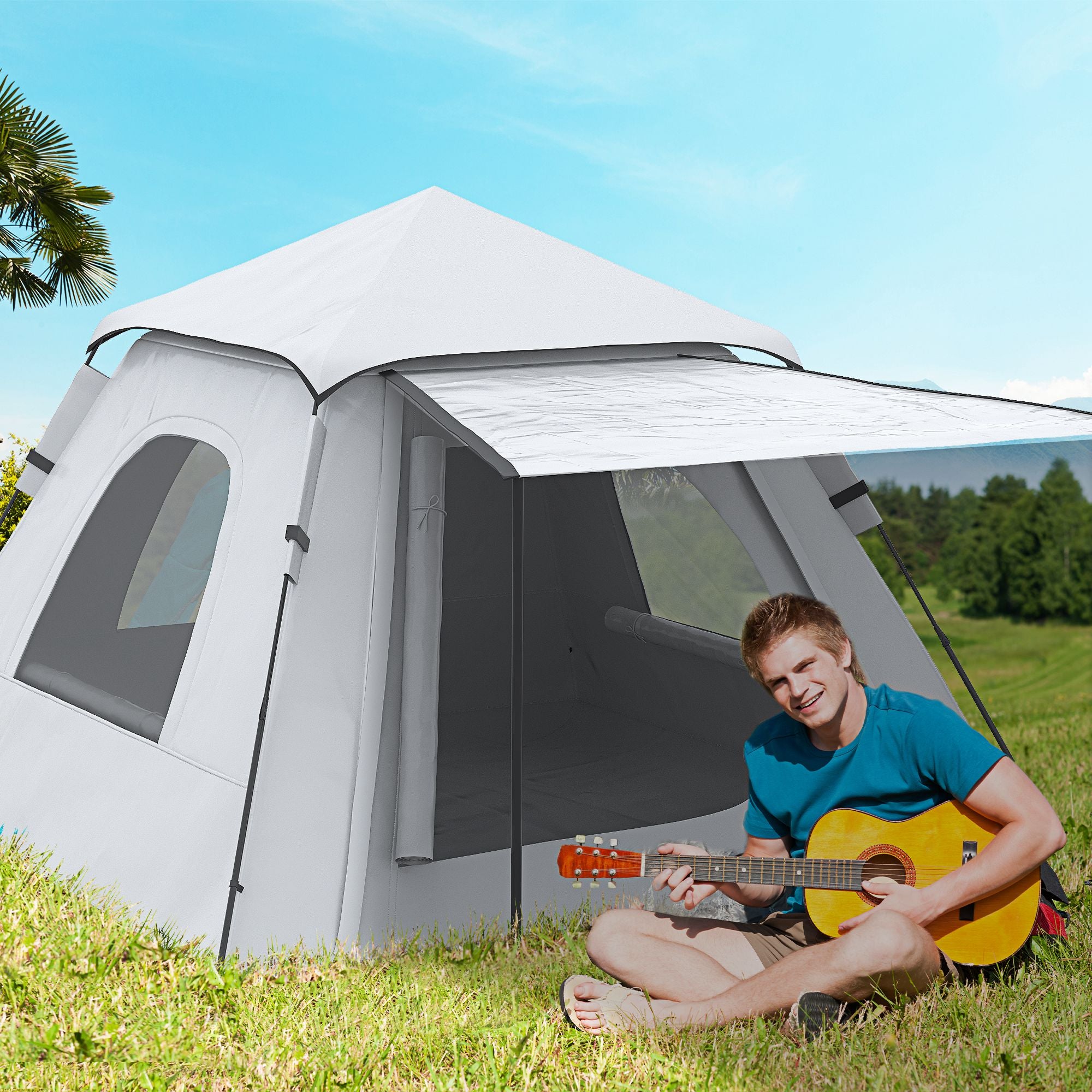 Tenda de Campismo para 2-3 Pessoas Prata 210x210x150 cm