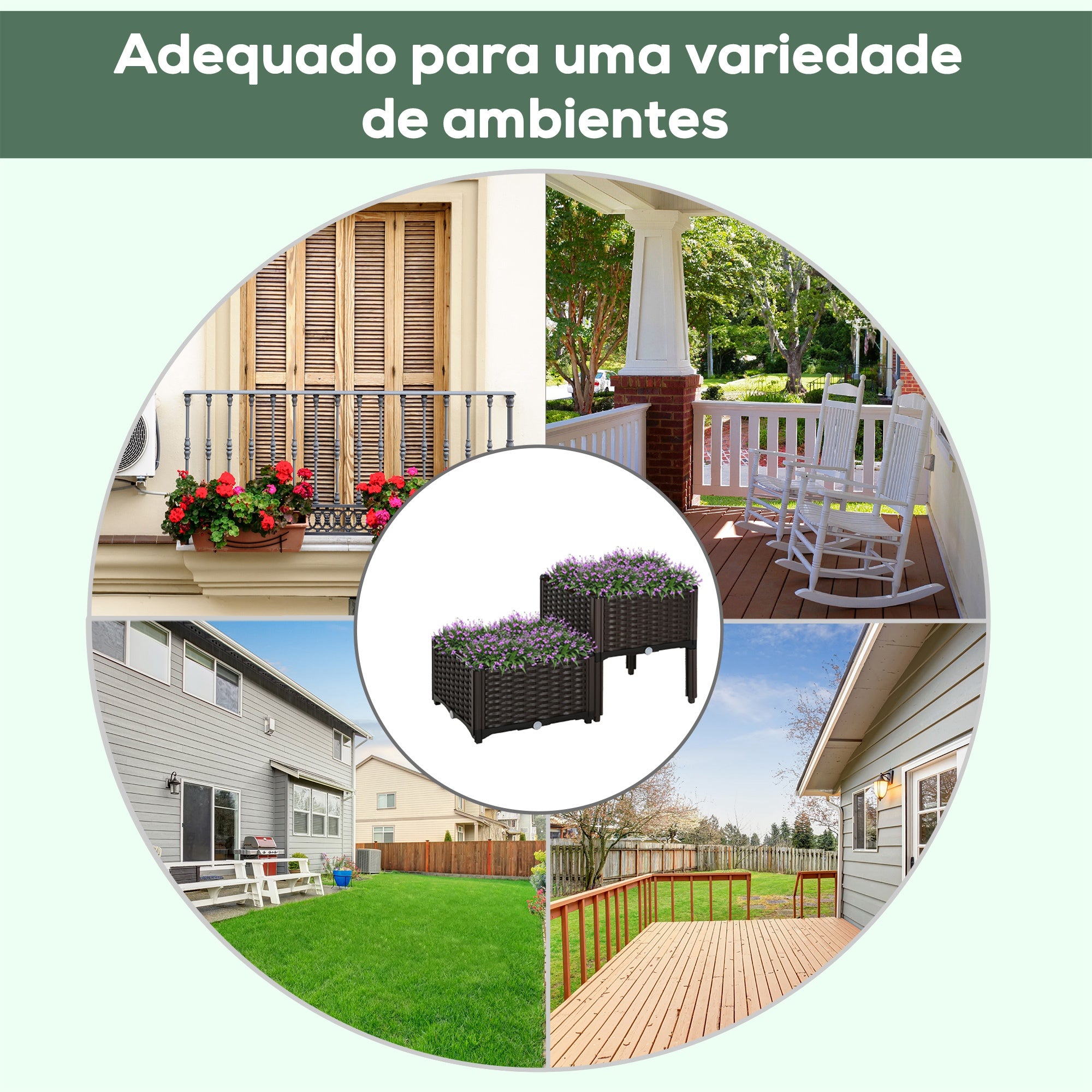 Floreiras Quadradas – 40x40x44 cm – Marrom – PP